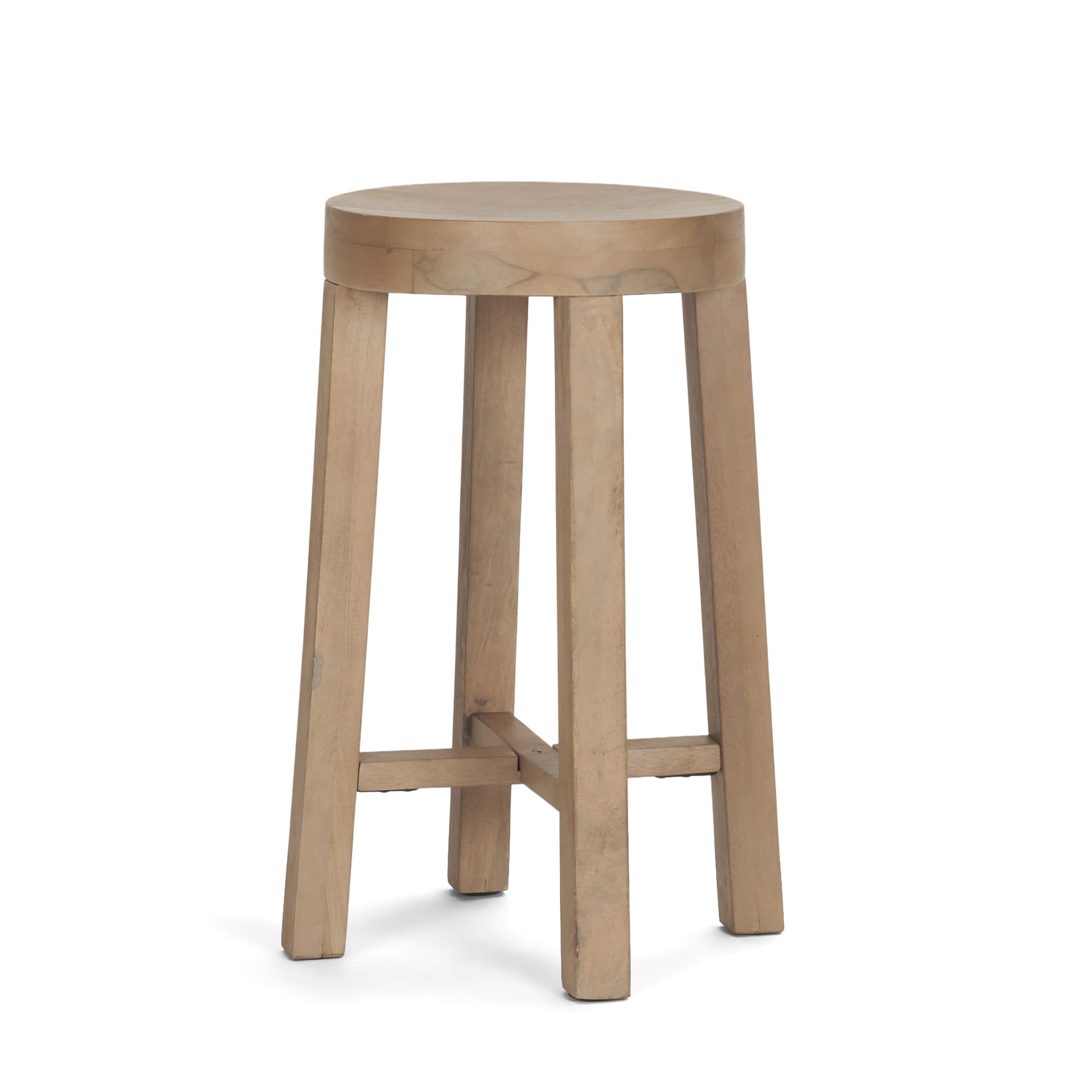 Brahma Backless 26in Seat Counter Stool | White Washed Wood — product photograph