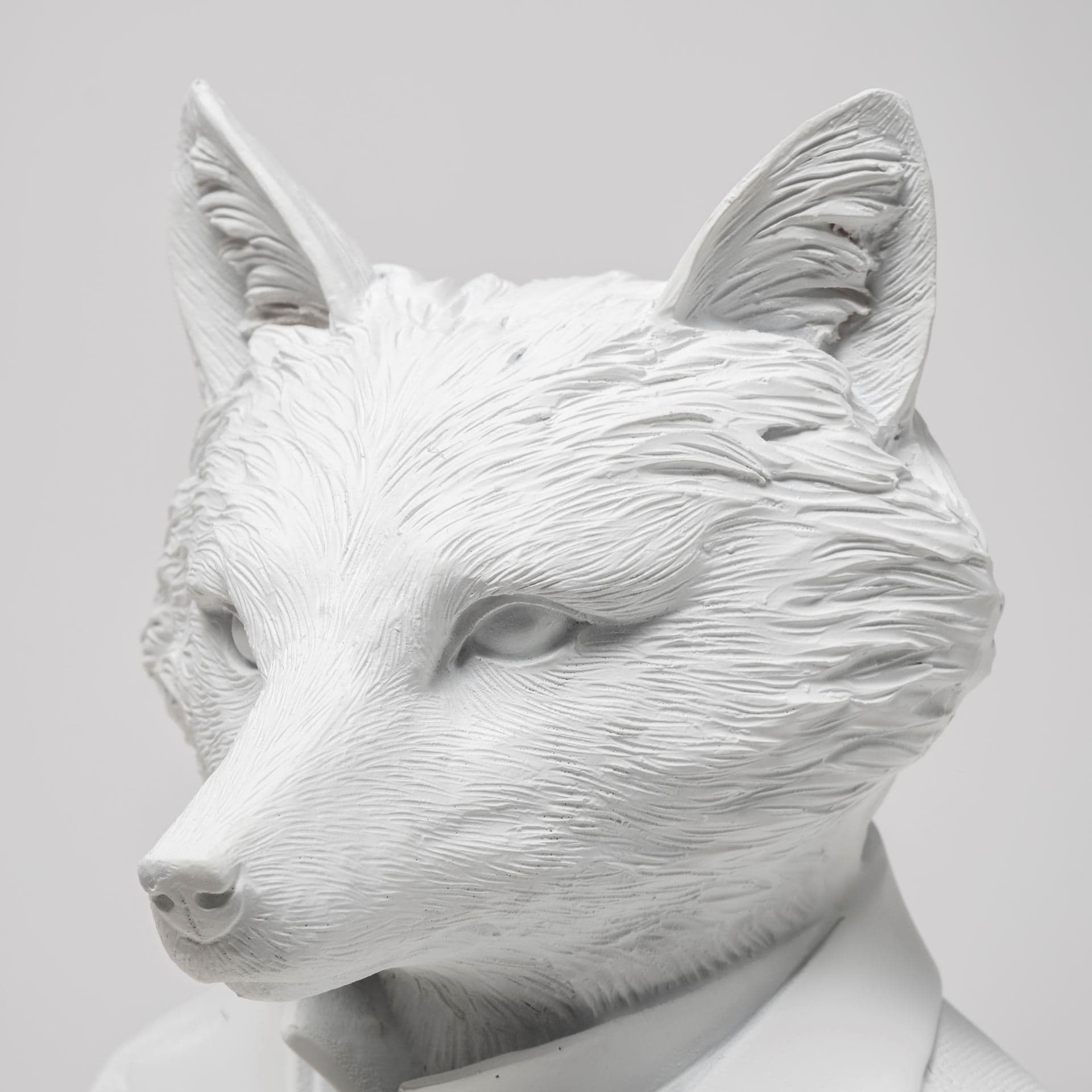Murray 13H White Painted Resin Fox in a Suit Bust — product photograph