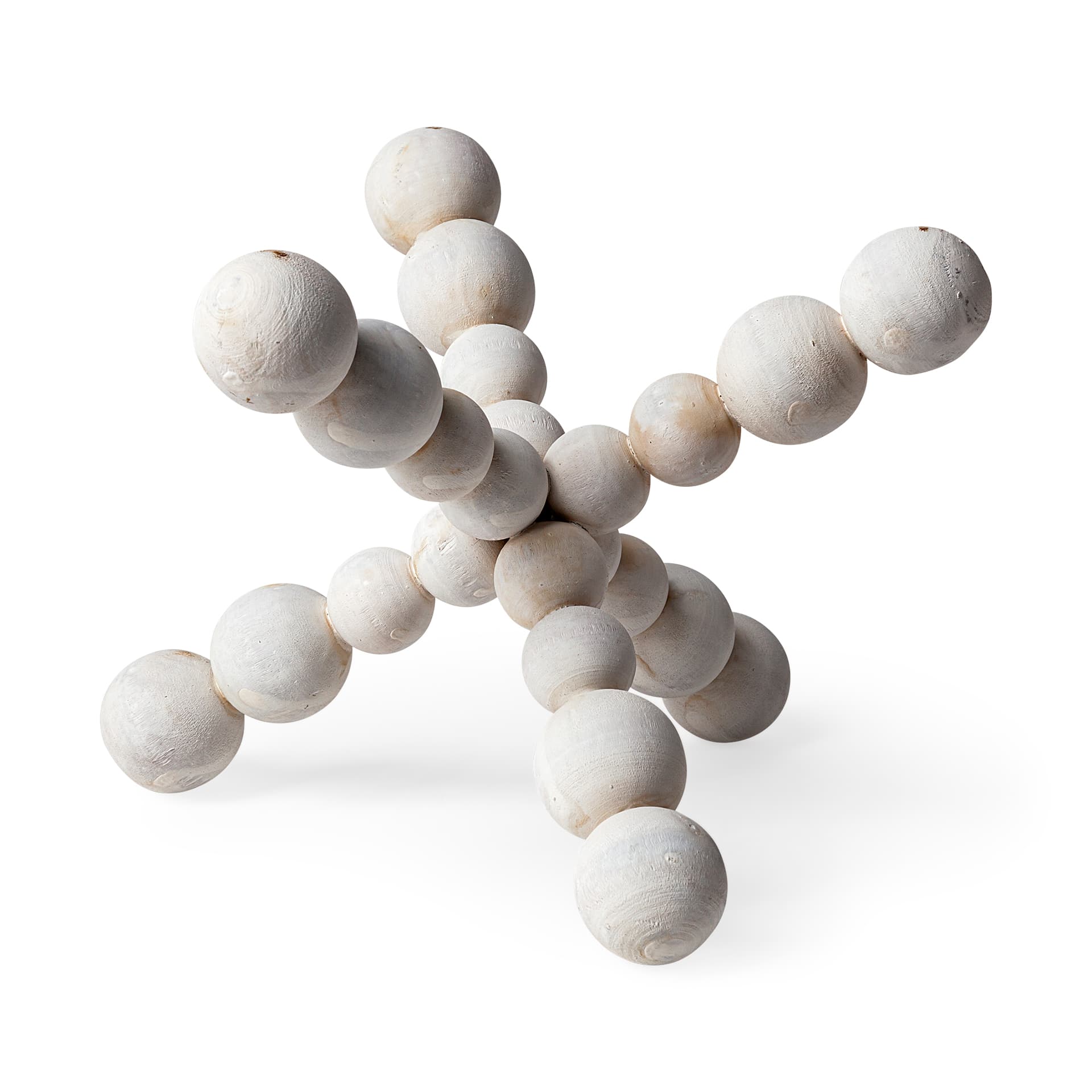 Carrollton II (Large) 9L x 9W Off-White Geometric Wood Ball Jack — product photograph