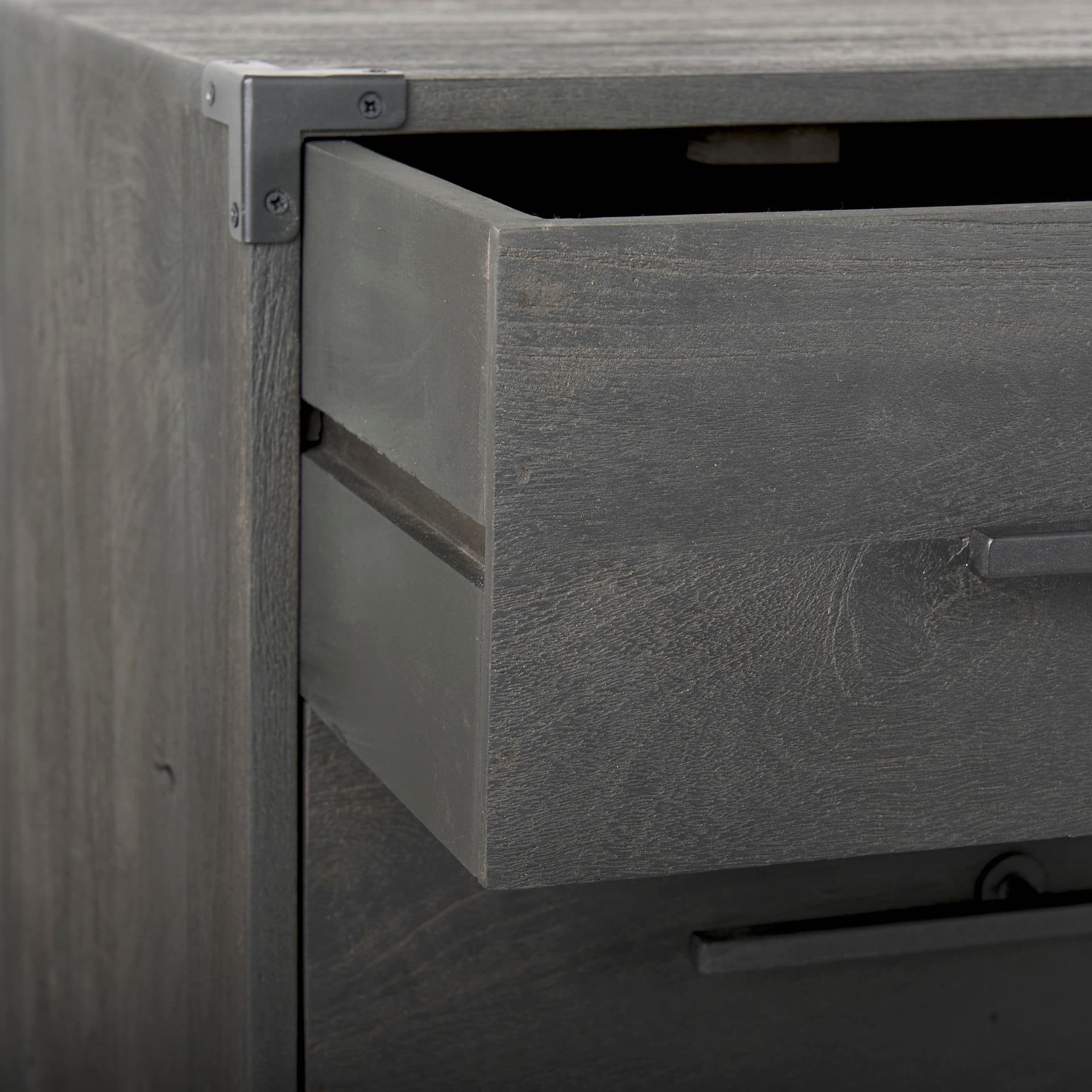 Ward 34L x 18W Brown Wood and Iron 3 Drawer Accent Cabinet — product photograph