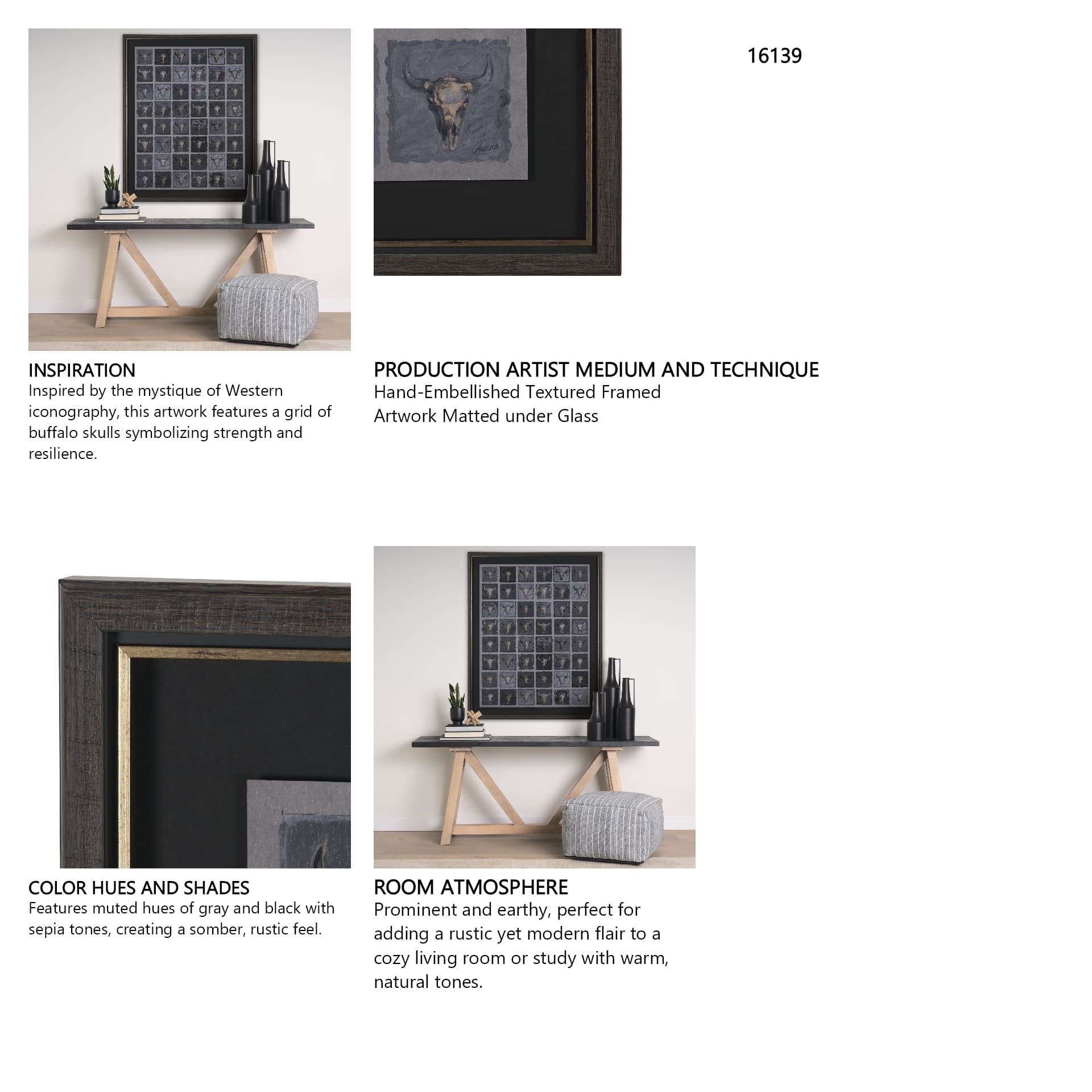 Forty-Eight by Natalia Boychenko-Tariq Hand-Embellished Textured Framed Artwork Matted under Glass — product photograph