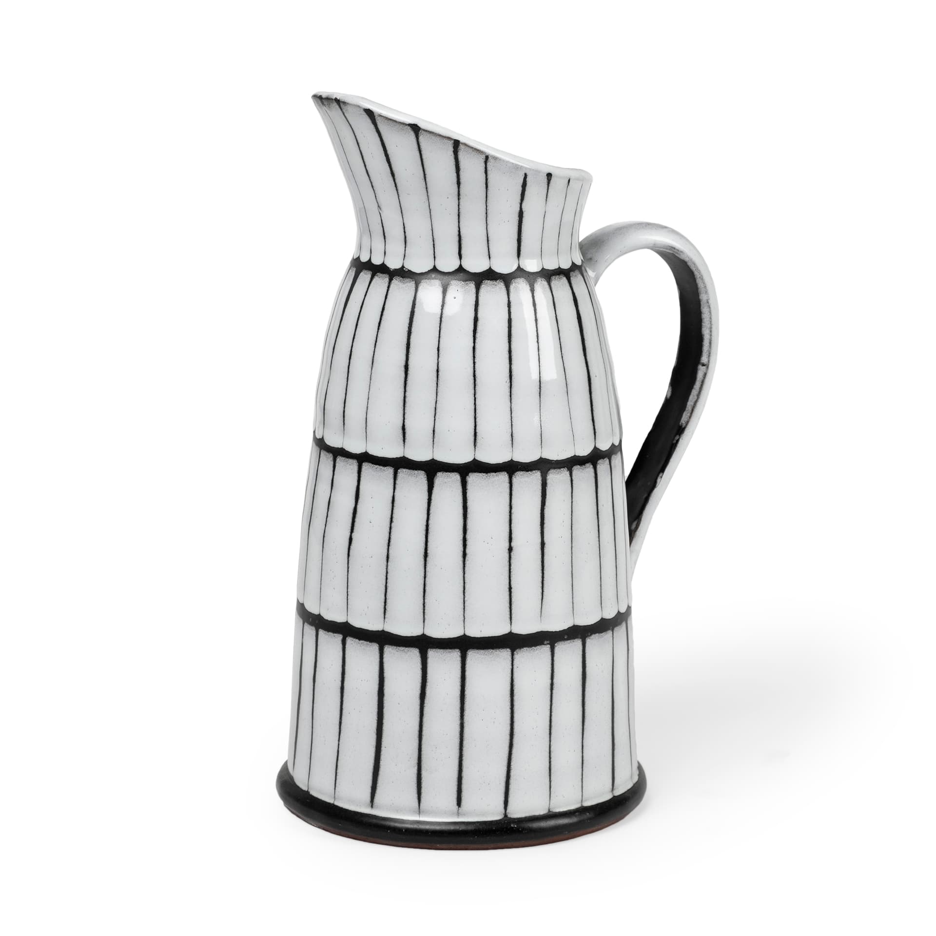 Lome Large White/Black Patterned Ceramic Water Pitcher — product photograph