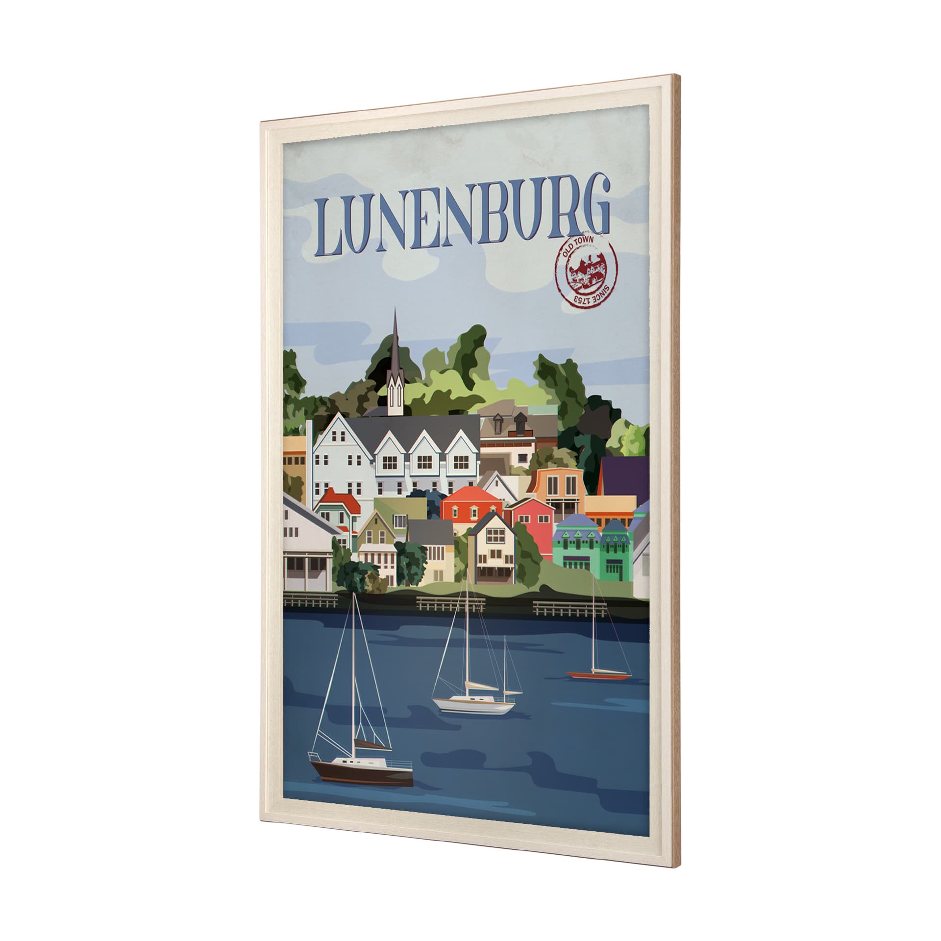 Lunenburg Go Canada (XL) by Mercana Studio a Hand Embellished Decograph Framed Art Print under Glass — product photograph