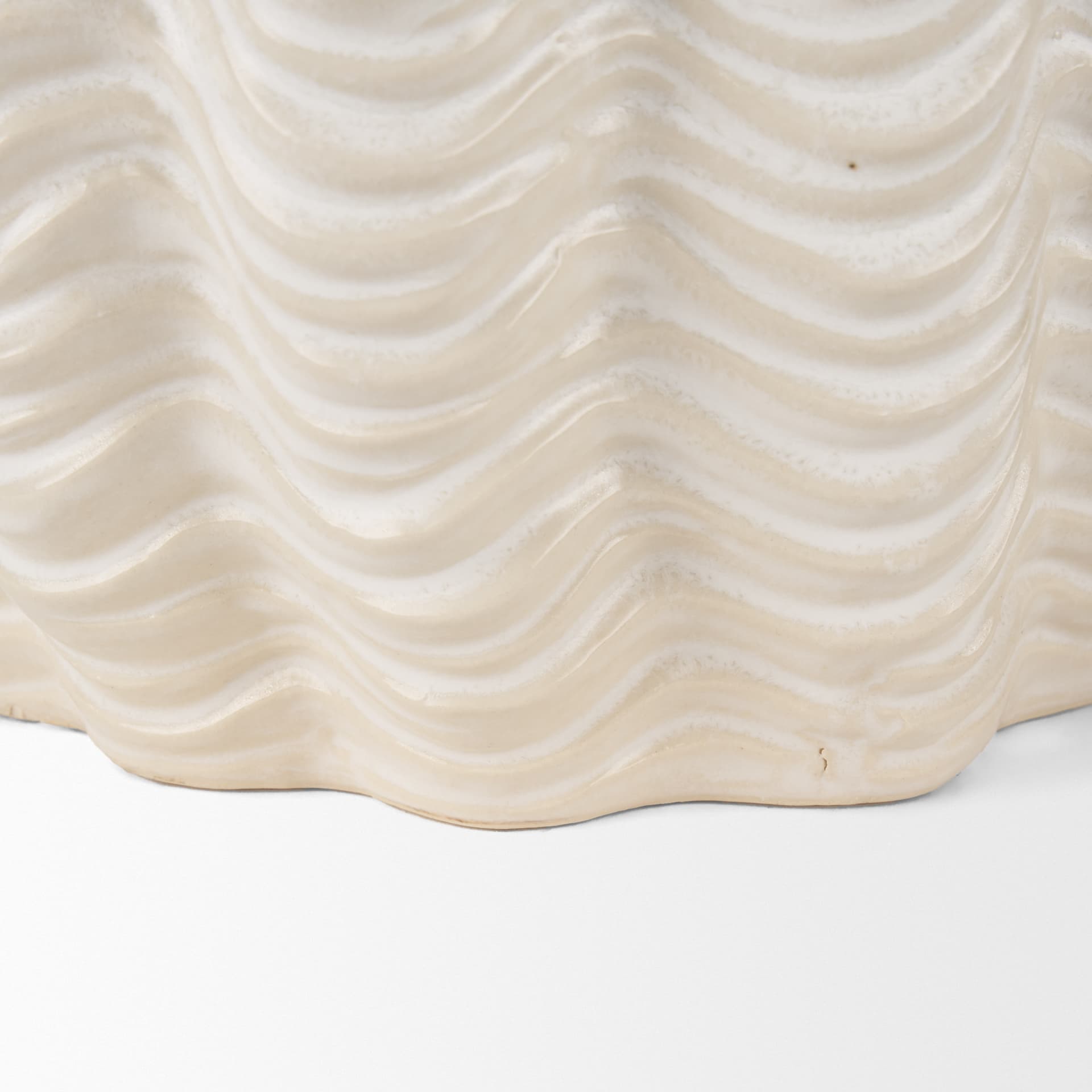 Velia Short Seashell Sculptural Cream Glazed Ceramic Vase — product photograph