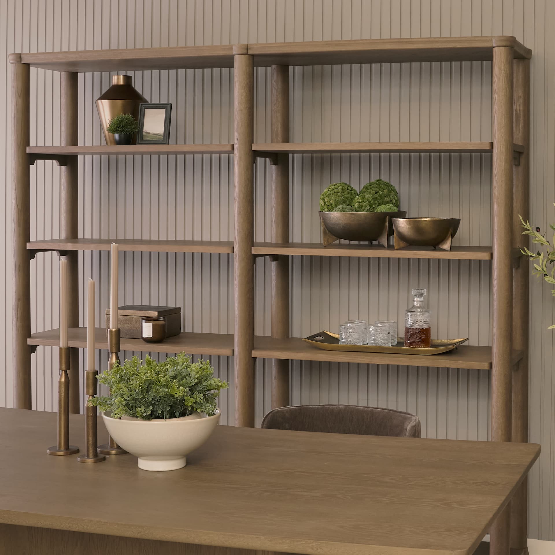 Alden Medium Brown Wood Open Shelving Unit — product photograph