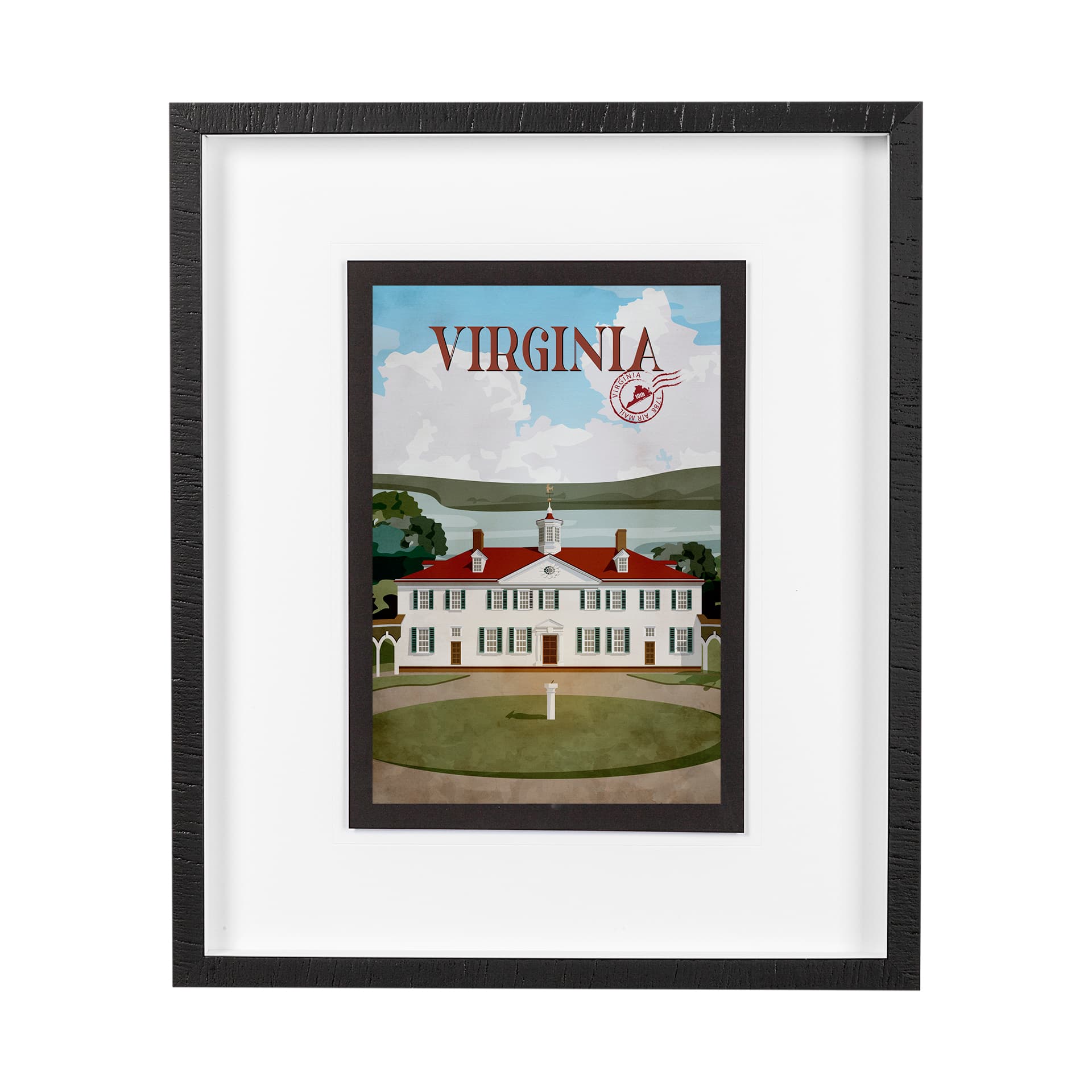 Virginia Go USA (M) by Mercana Studio a Framed Art Print Matted under Glass — product photograph