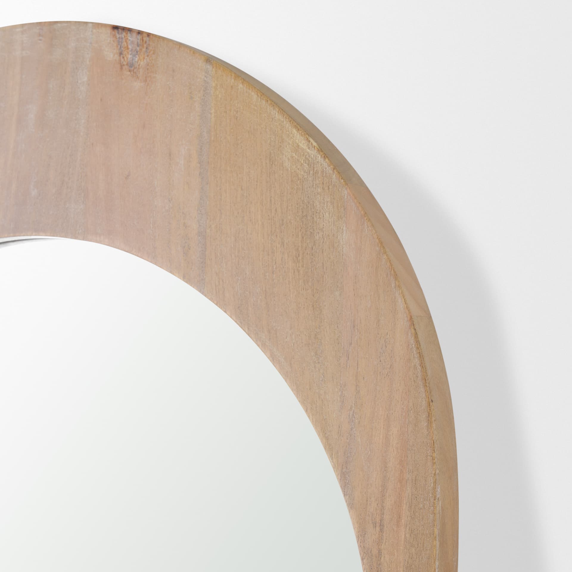 Celeste Light Brown Wood Arched Floor Mirror — product photograph