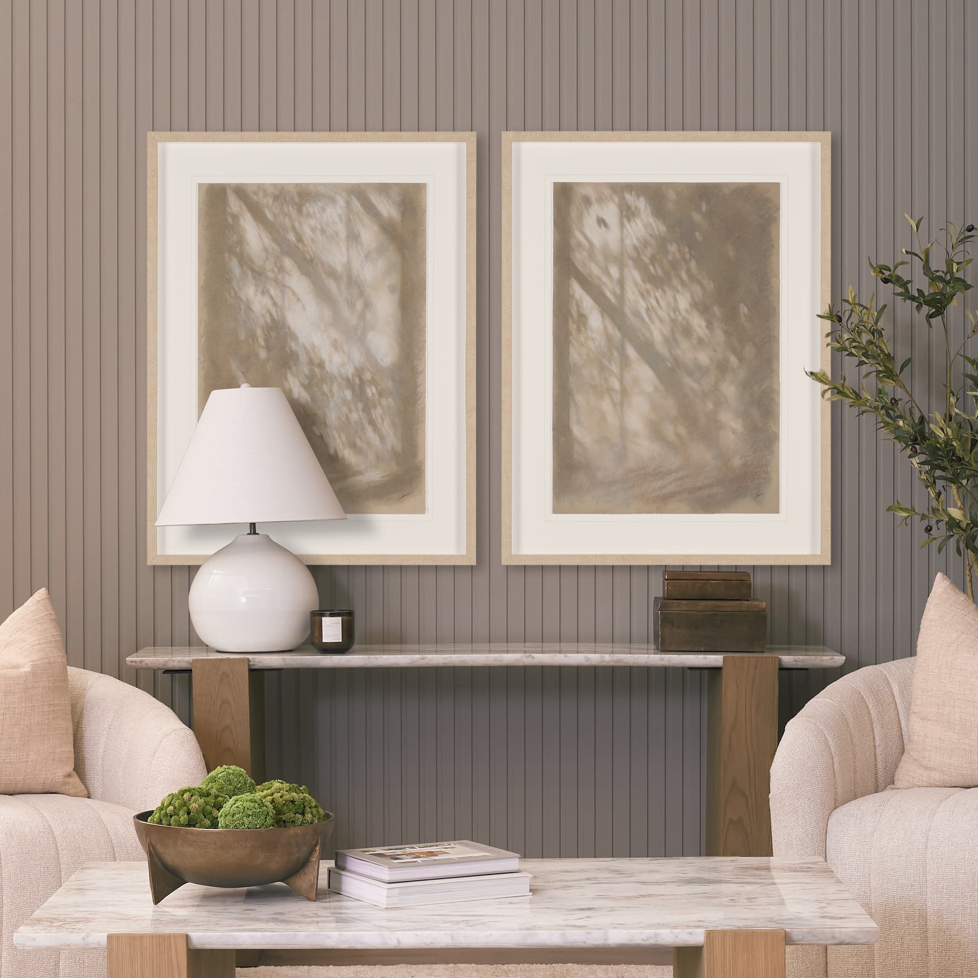 Passing Shadows I by Mercana Studio Framed Artwork Matted under Glass — in a styled room