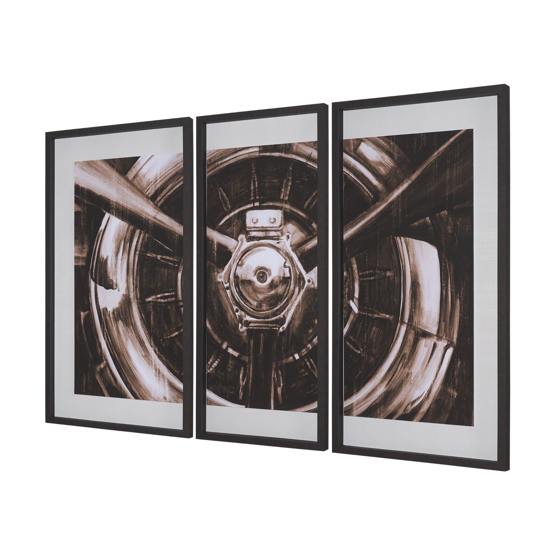 Vintage Propeller (Sepia) (Set of 3) by Ethan Harper Framed Artwork Matted under Glass — product photograph