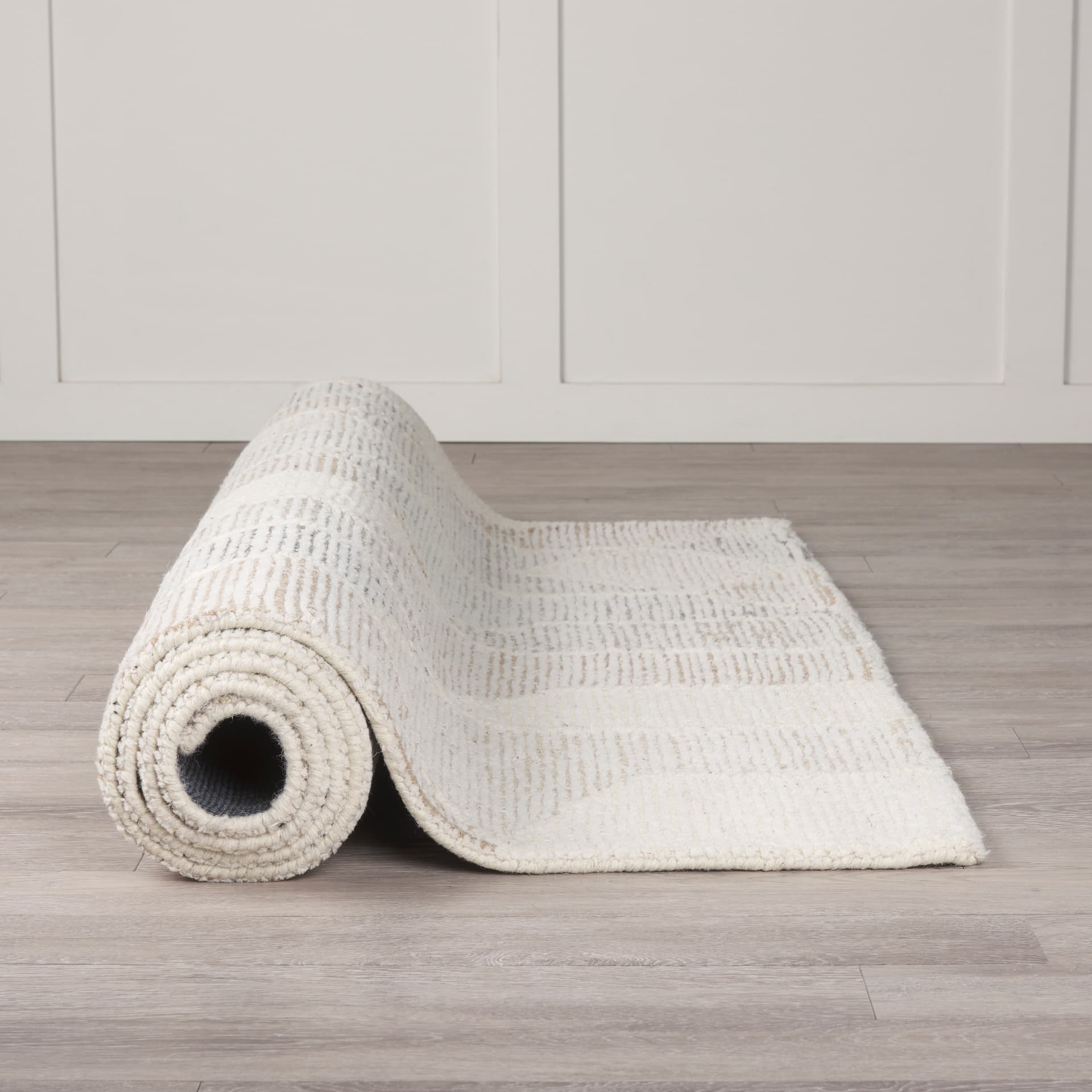 Kolt 5x8 Neutral Geometric Patterned Wool Area Rug — product photograph