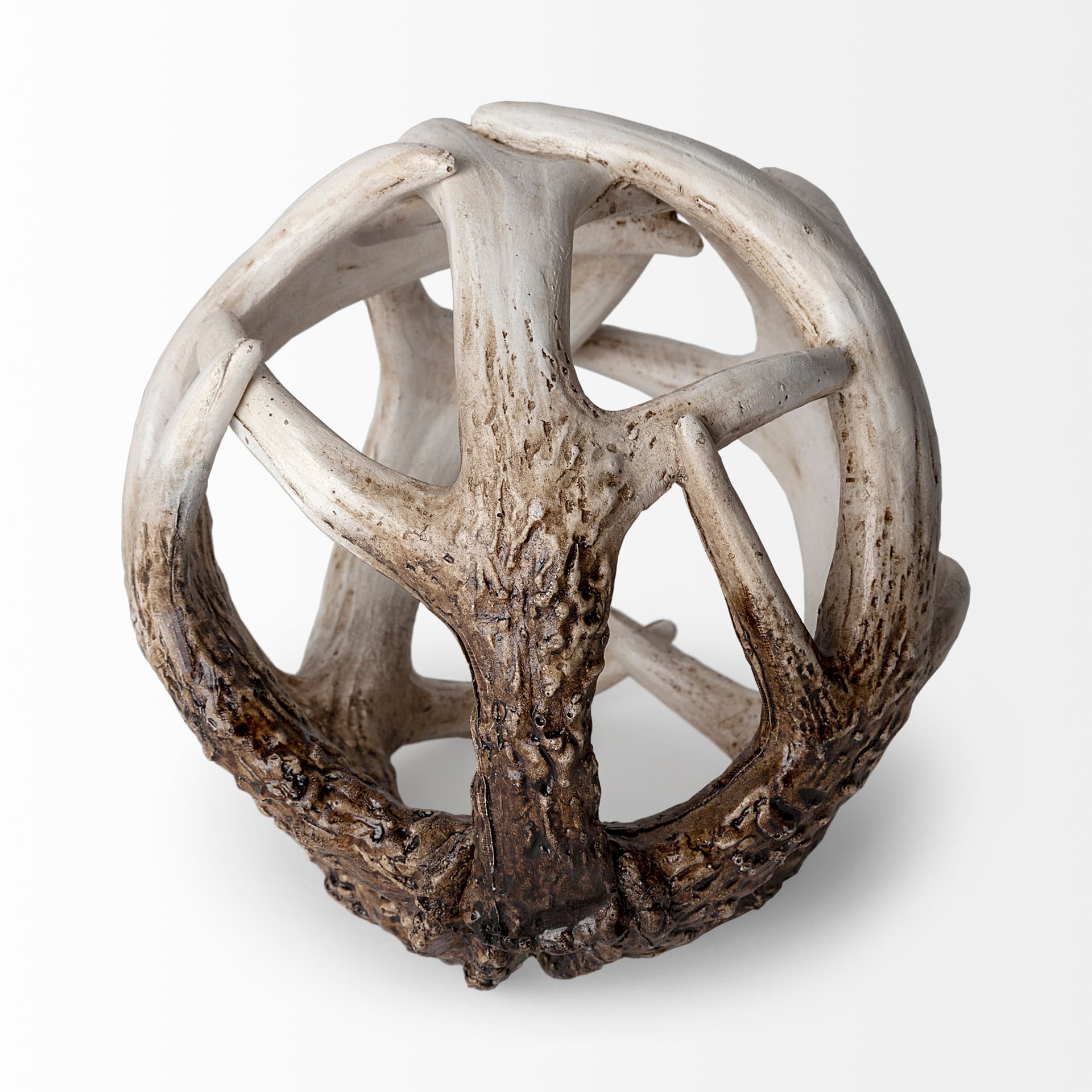 Ramus I (Small) 5L x 5W Brown Antler Shaped Decorative Resin Orb Ball — product photograph