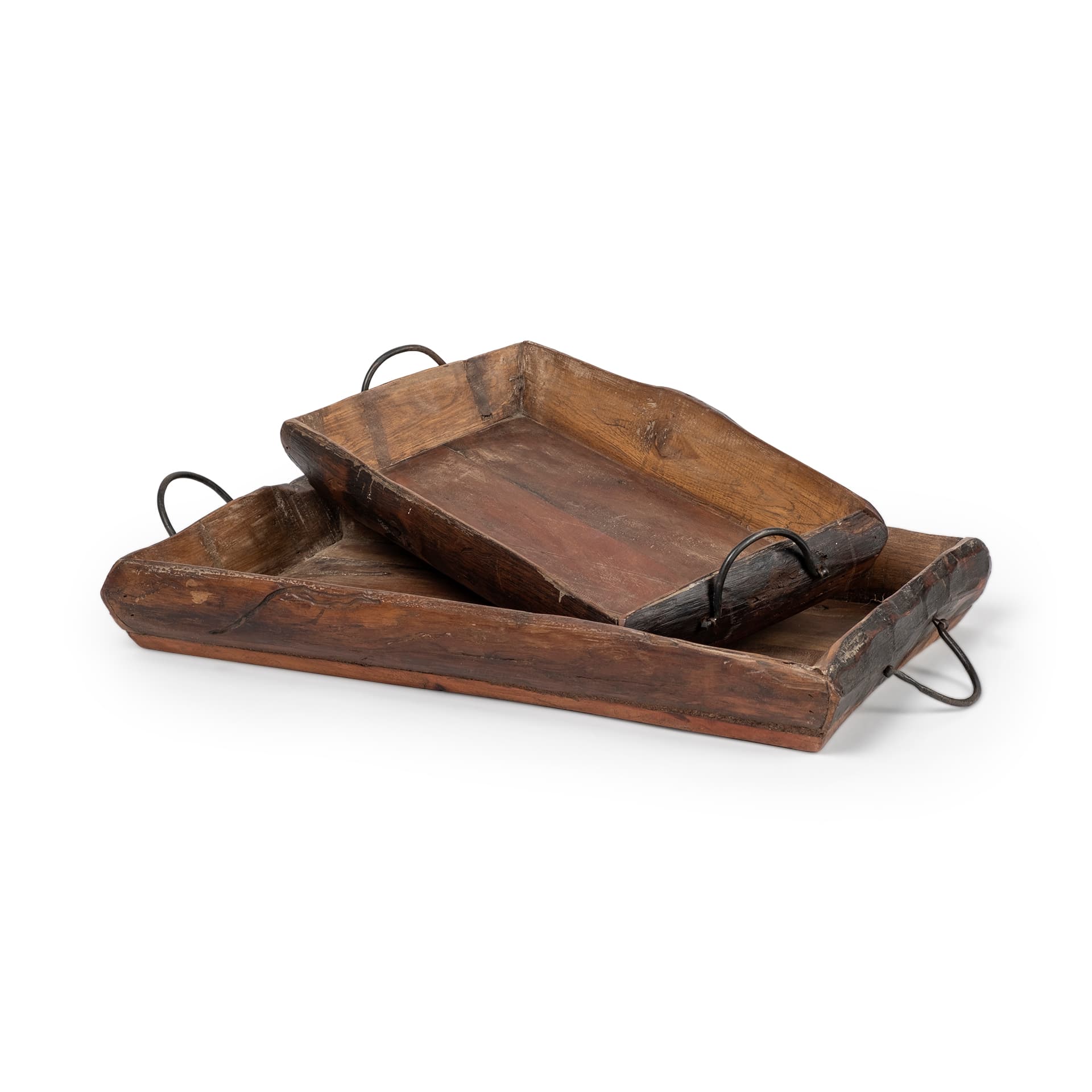 Durone (Set of 2) Brown Wooden Live Edge Serving Trays — product photograph
