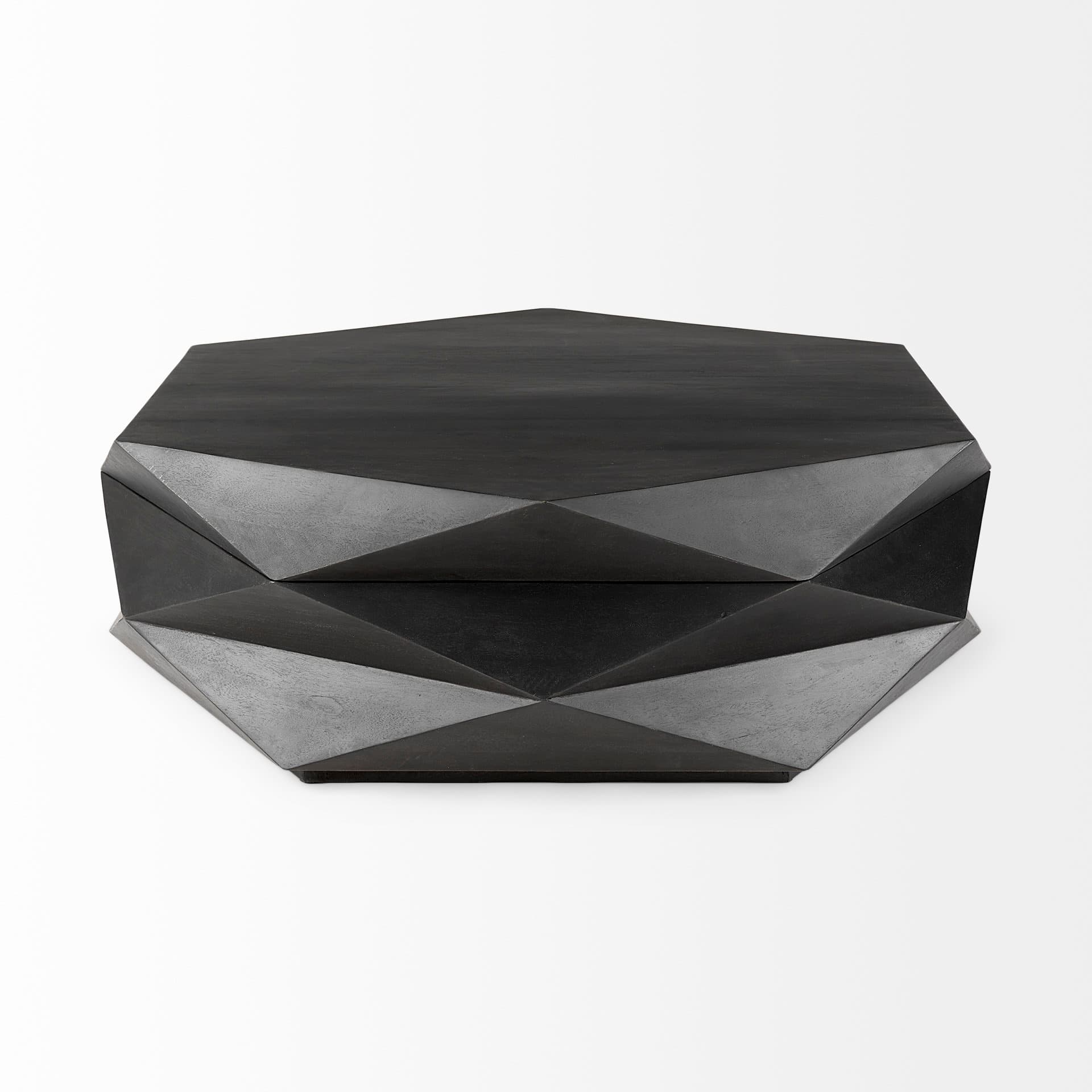 Arreto 48" Black Solid Wood Hexagonal Storage Coffee Table — product photograph