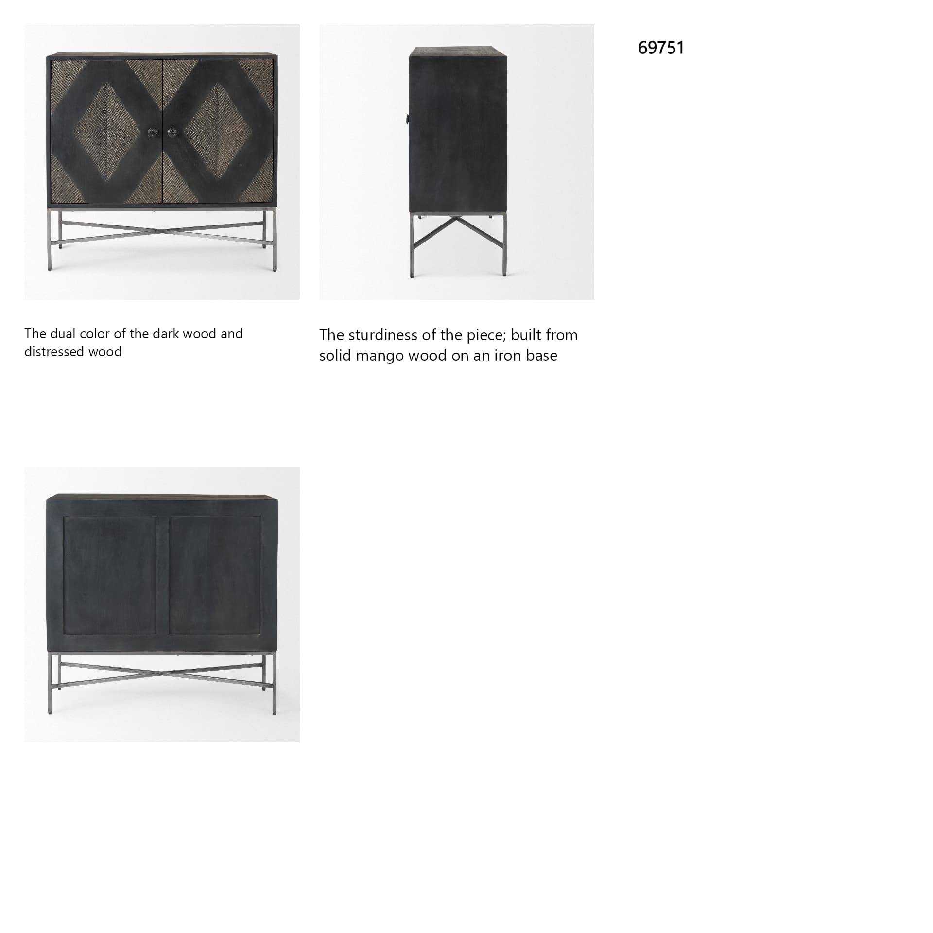 Hogarth 36.0L x 16.0W x 34.0H 2 Door Dark Accent Cabinet — in a styled room