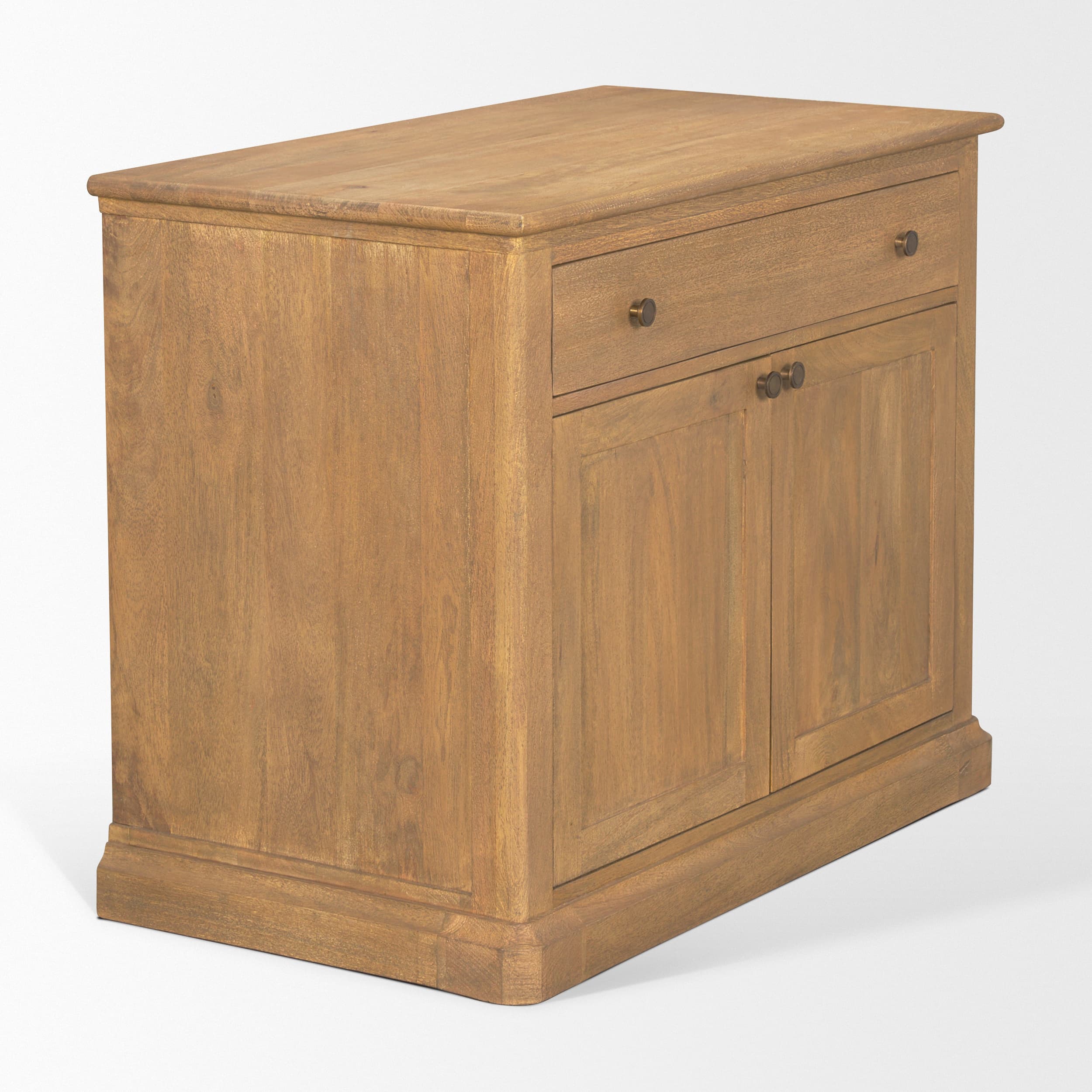 Baron Light Brown Solid Wood w/ Gunmetal Knobs 2-Door Accent Cabinet — product photograph