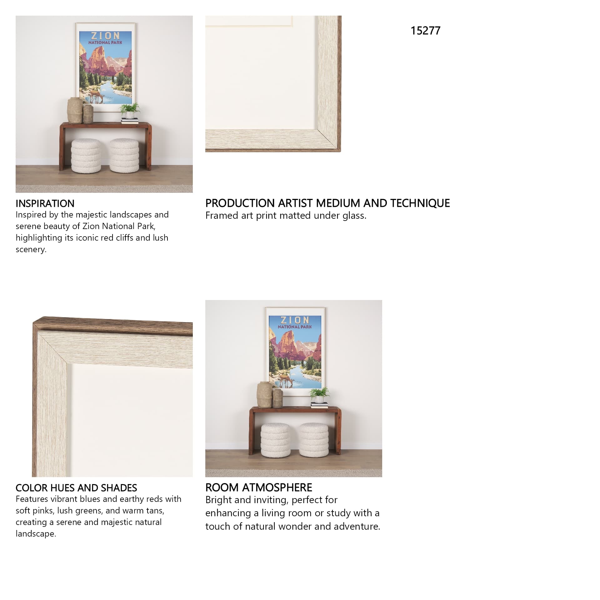 National Park - Zion by Mark Chandon a Framed Art Print Matted under Glass — in a styled room