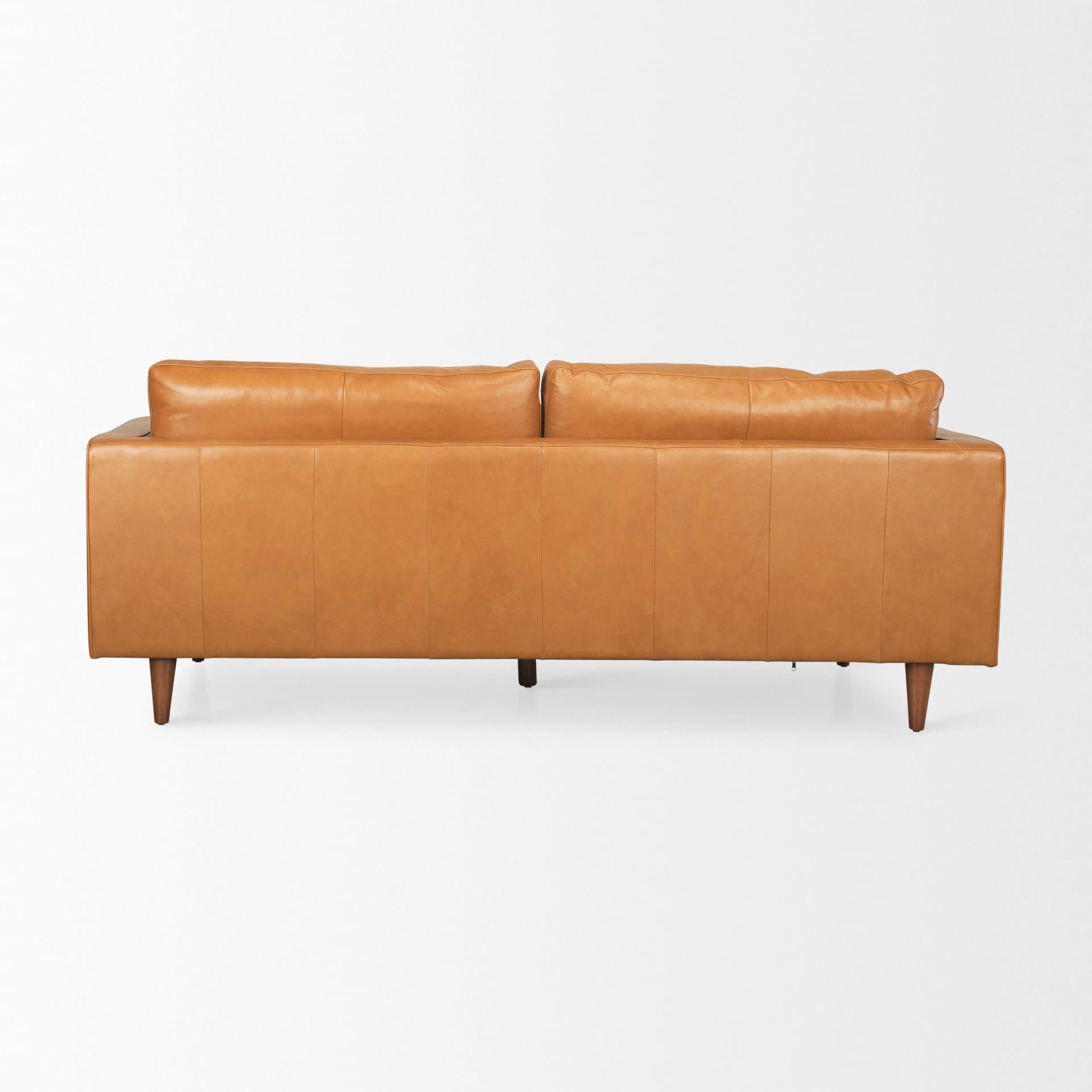 Elton 87.8L x 37.8W x 34.6H Tan Leather Sofa — product photograph