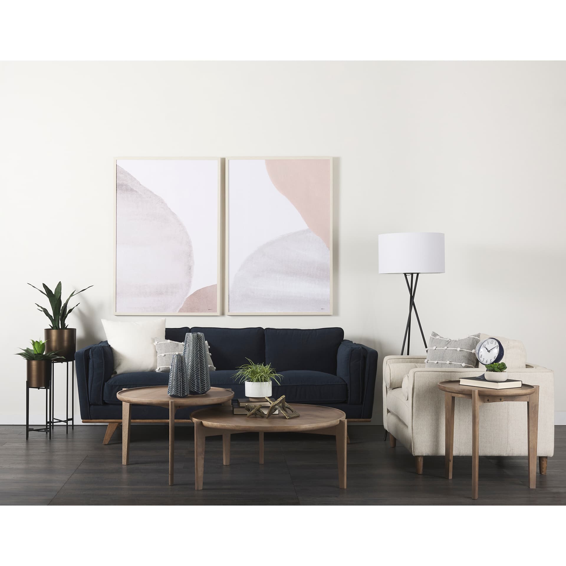 Loretta 40.7L x 36.2W x 33.9H Cream Fabric Chair W/ Two Bolster Cushions — product photograph