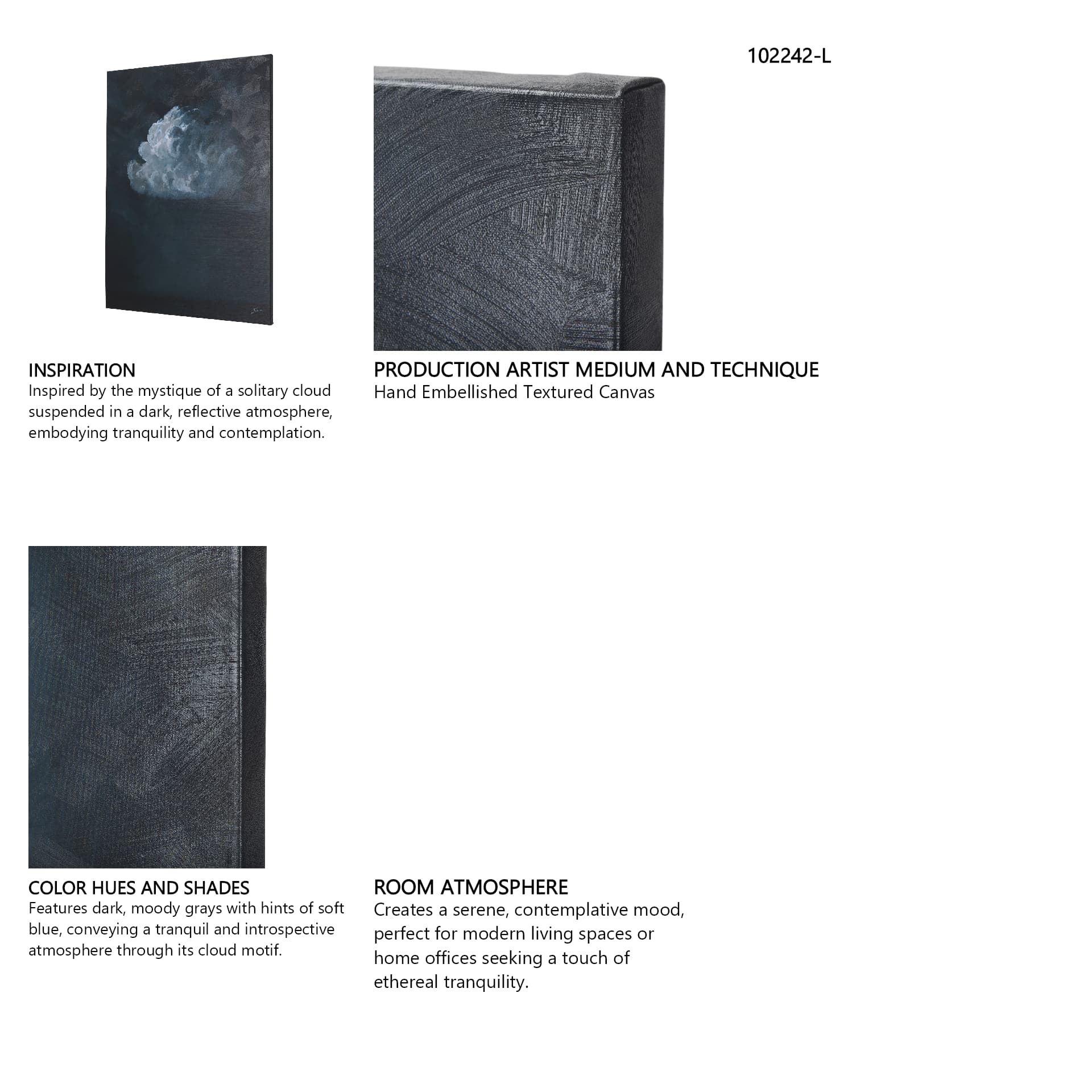 Night cloud I by Mercana Studio a Hand Embellished Textured Canvas — in a styled room