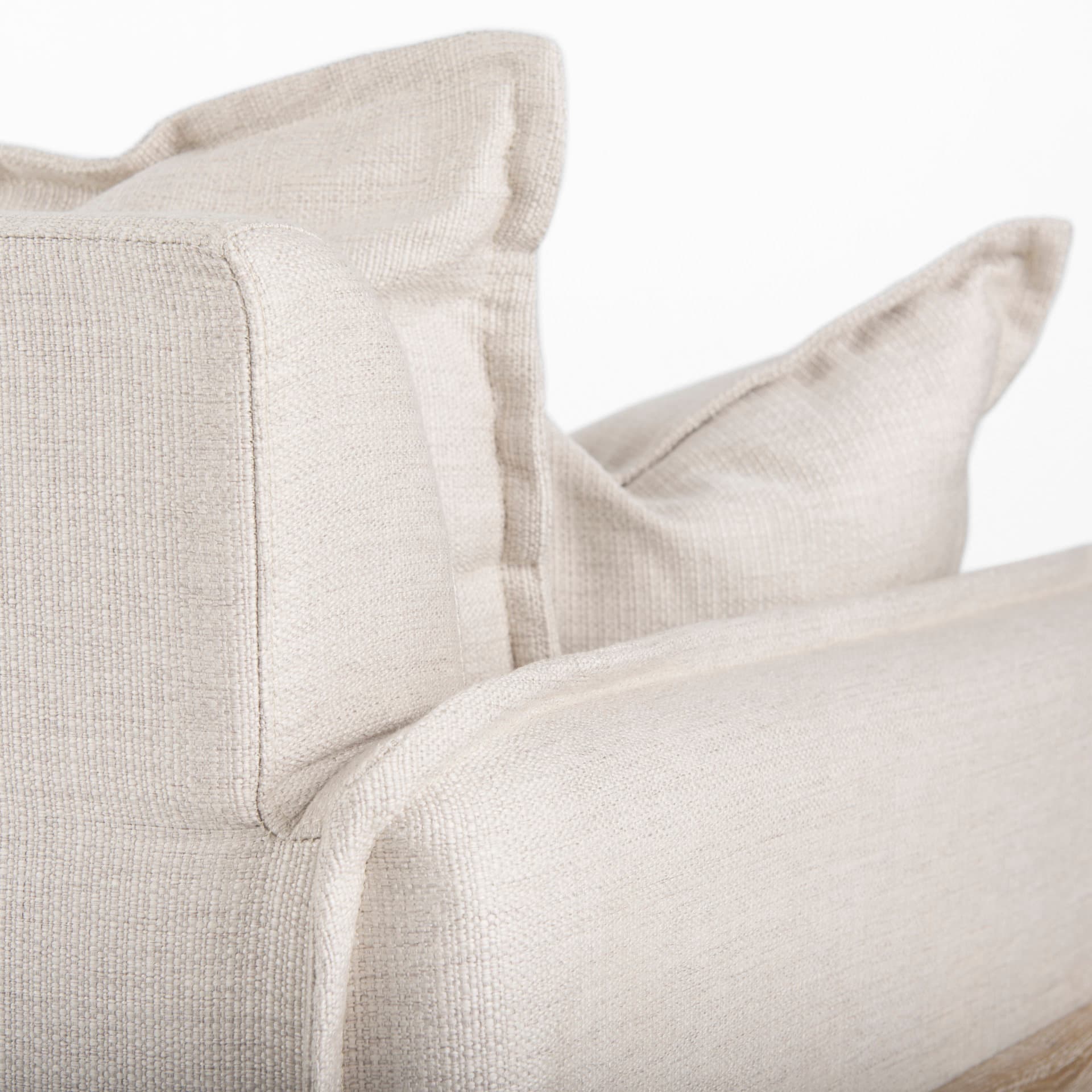 Roy II Beige Upholstered and Brown Wood Frame Arm Chair — product photograph
