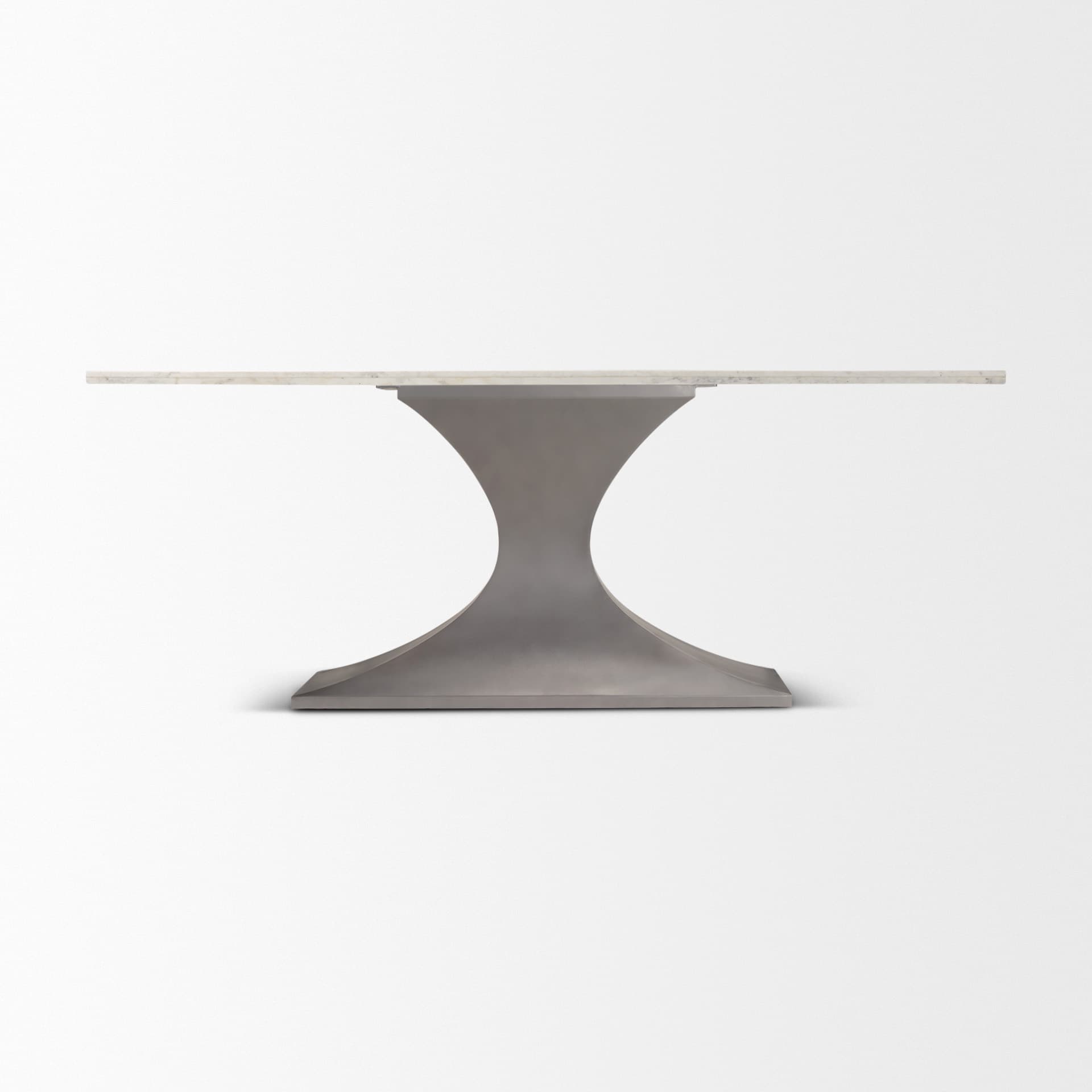 Maxton 79"L x 39"W Rectangular Pedestal Dining Table | White Marble & Gunmetal Metal | Seats 8 — product photograph