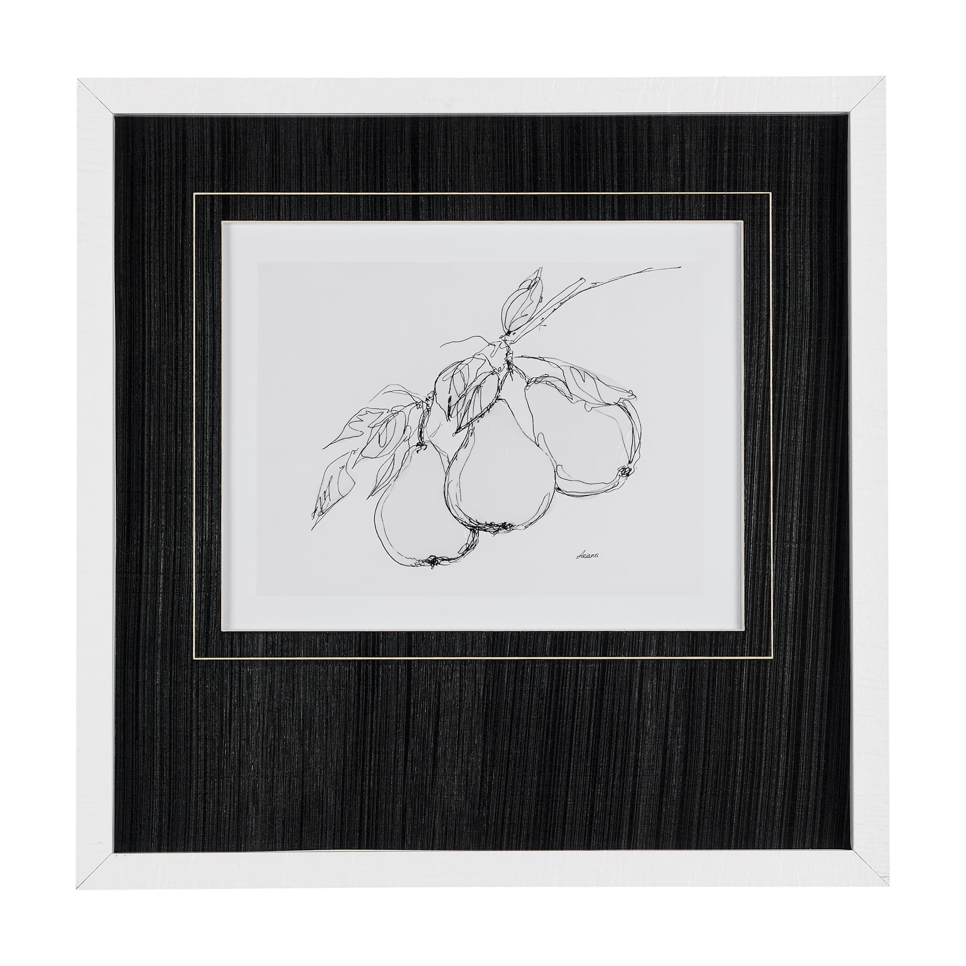 Fruit Sketch Pear by Mercana Studio a Hand Embellished Textured Framed Art Print Matted under Glass — product photograph