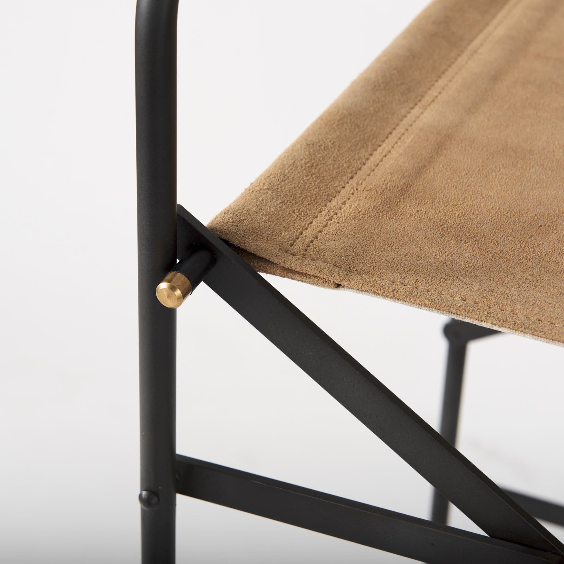 Direttore Backless 44.1in Seat Bar Stool | Brown Leather w/ Black Iron — product photograph
