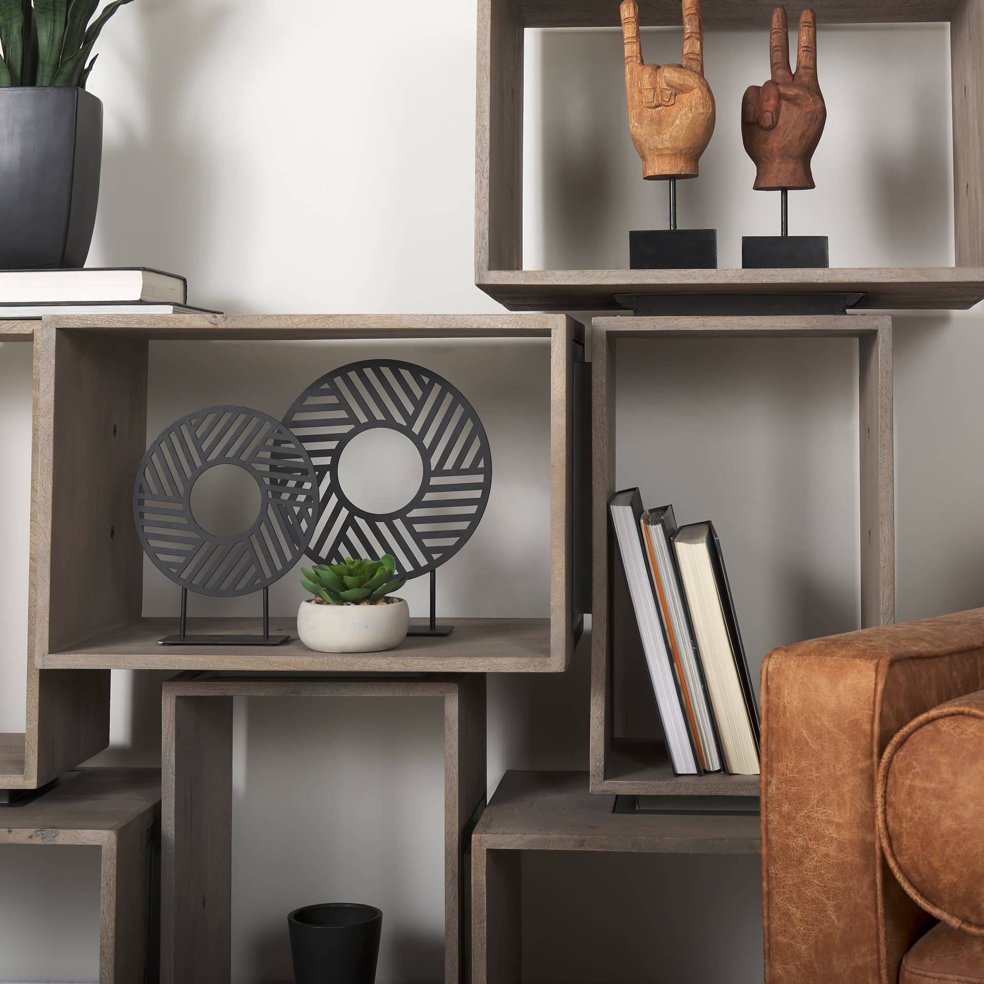 Micra 11.0L x 3.0W x 13.4H Matte Black Metal Decorative Object on a Stand — product photograph