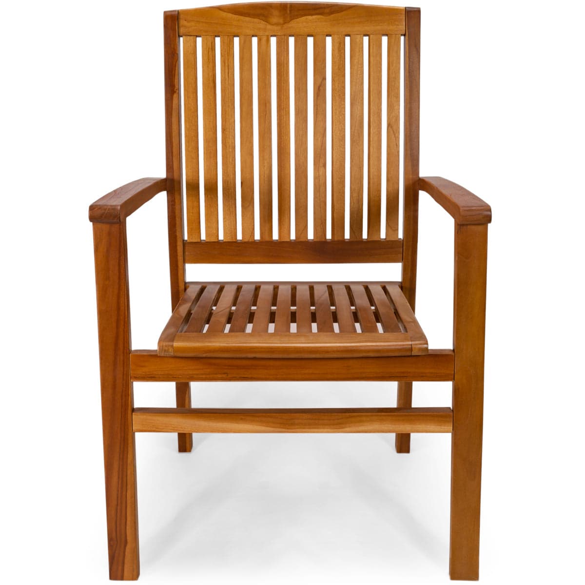 5-Piece Teak Oval Extension Table Stacking Chair Set with Green Cushions TE70-24-G — product photograph
