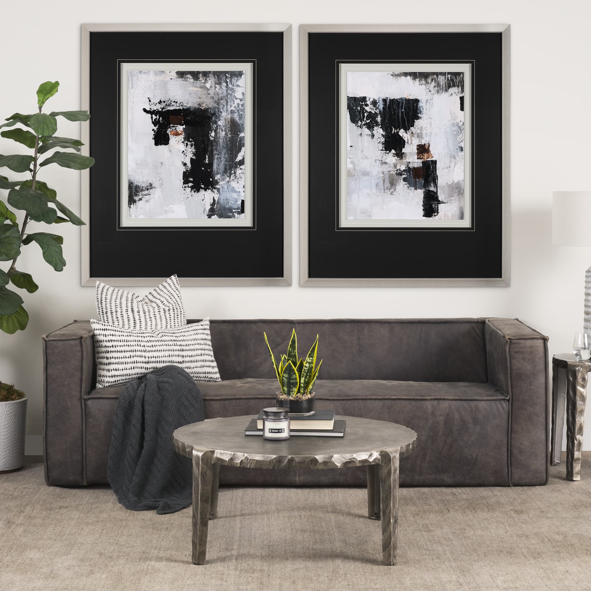 The Fog I by Mercana Studio a Hand Embellished Textured Framed Art Print Matted under Glass — in a styled room