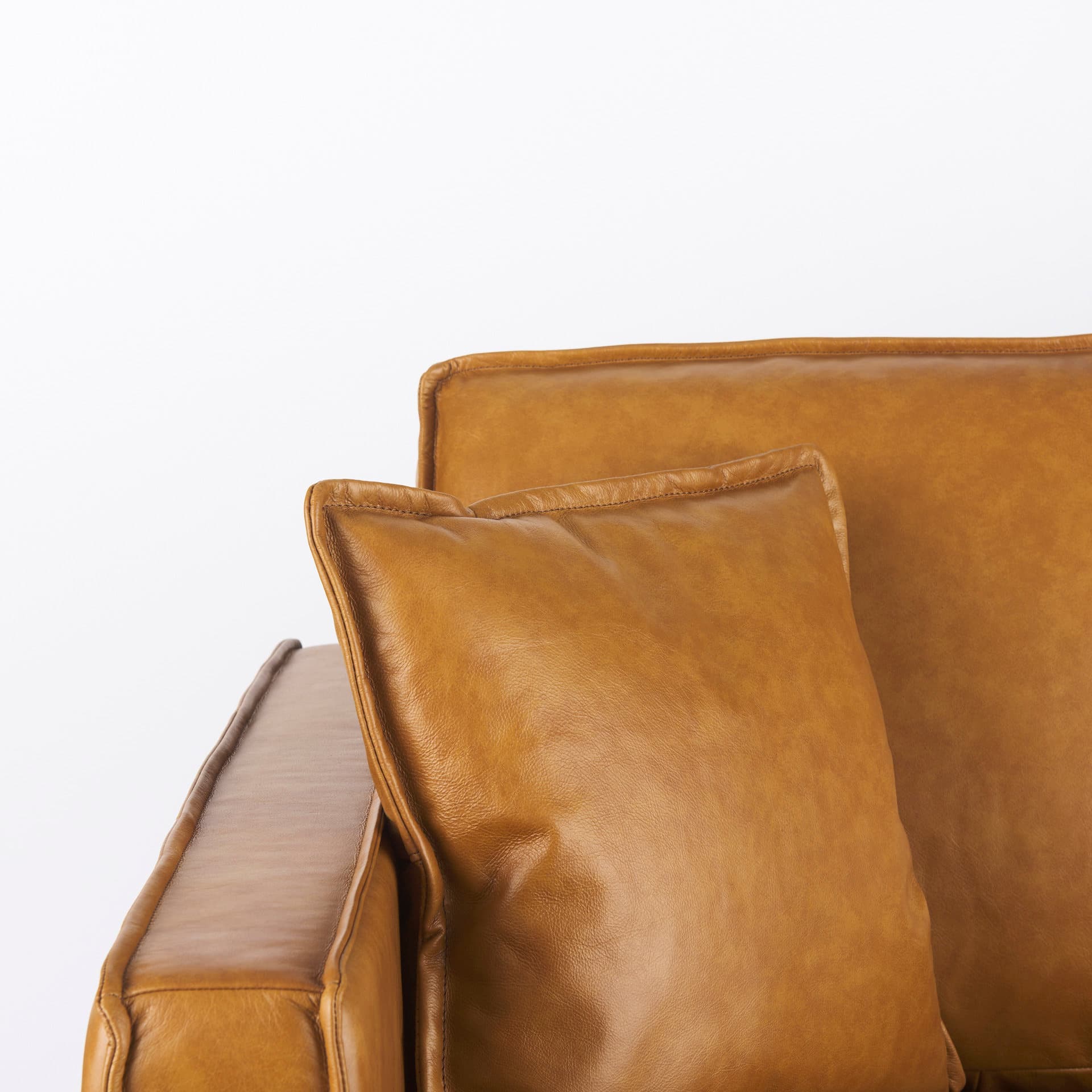 D'Arcy 65.0L x 37.0W x 34.0H Tan Leather Love Seat — product photograph