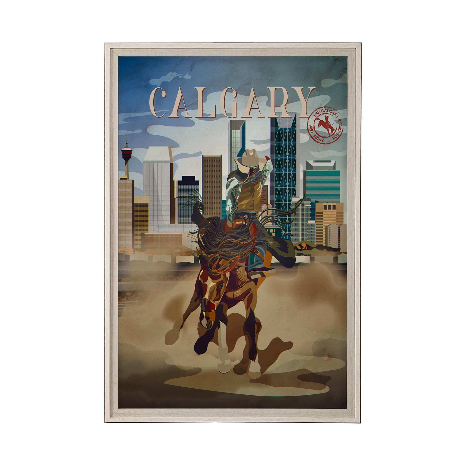 Calgary Go Canada (XL) by Mercana Studio a Hand Embellished Decograph Framed Art Print under Glass — product photograph