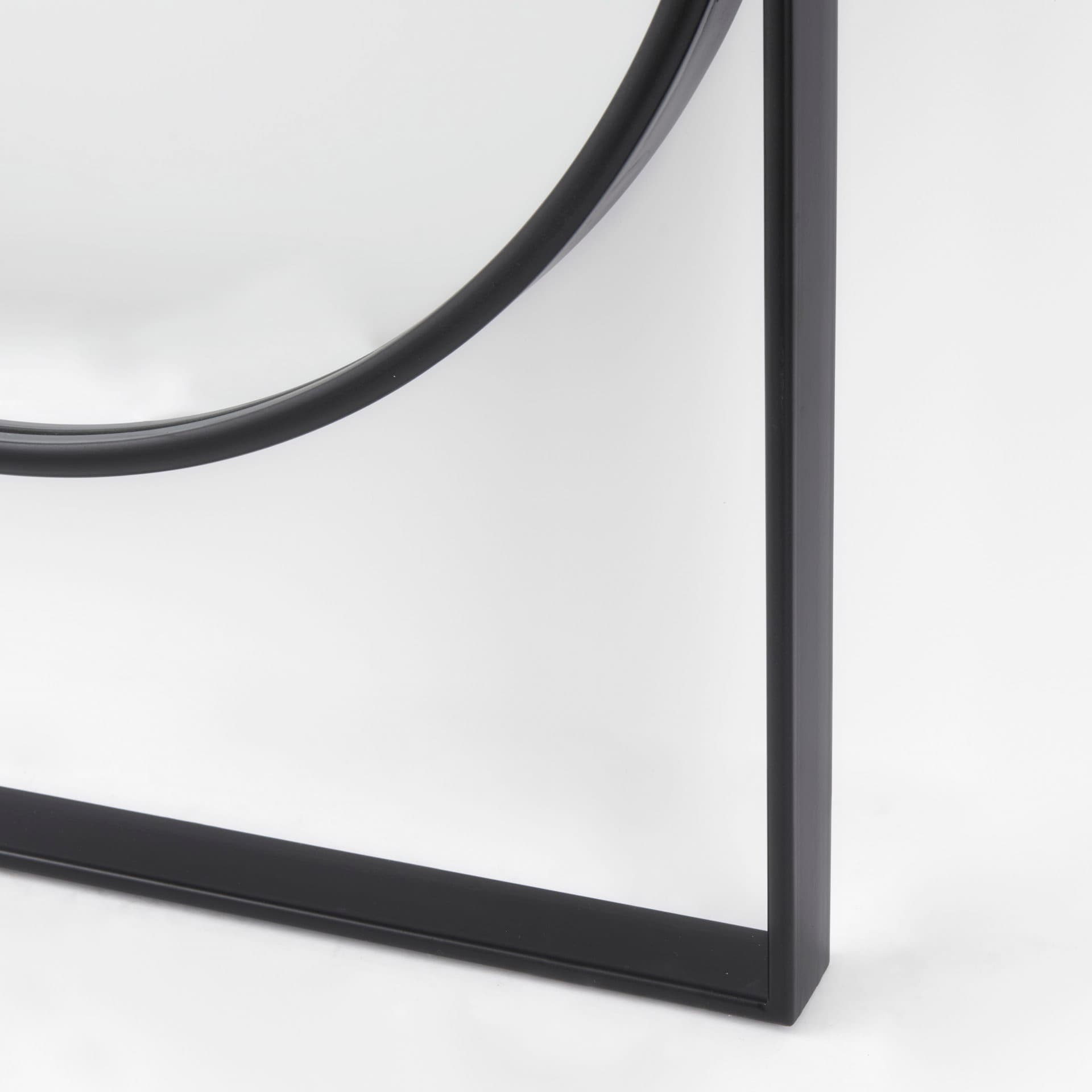 Sadie 28.0L x 2.0W x 78.0H Black Metal Rounded Arch Floor Mirror — product photograph