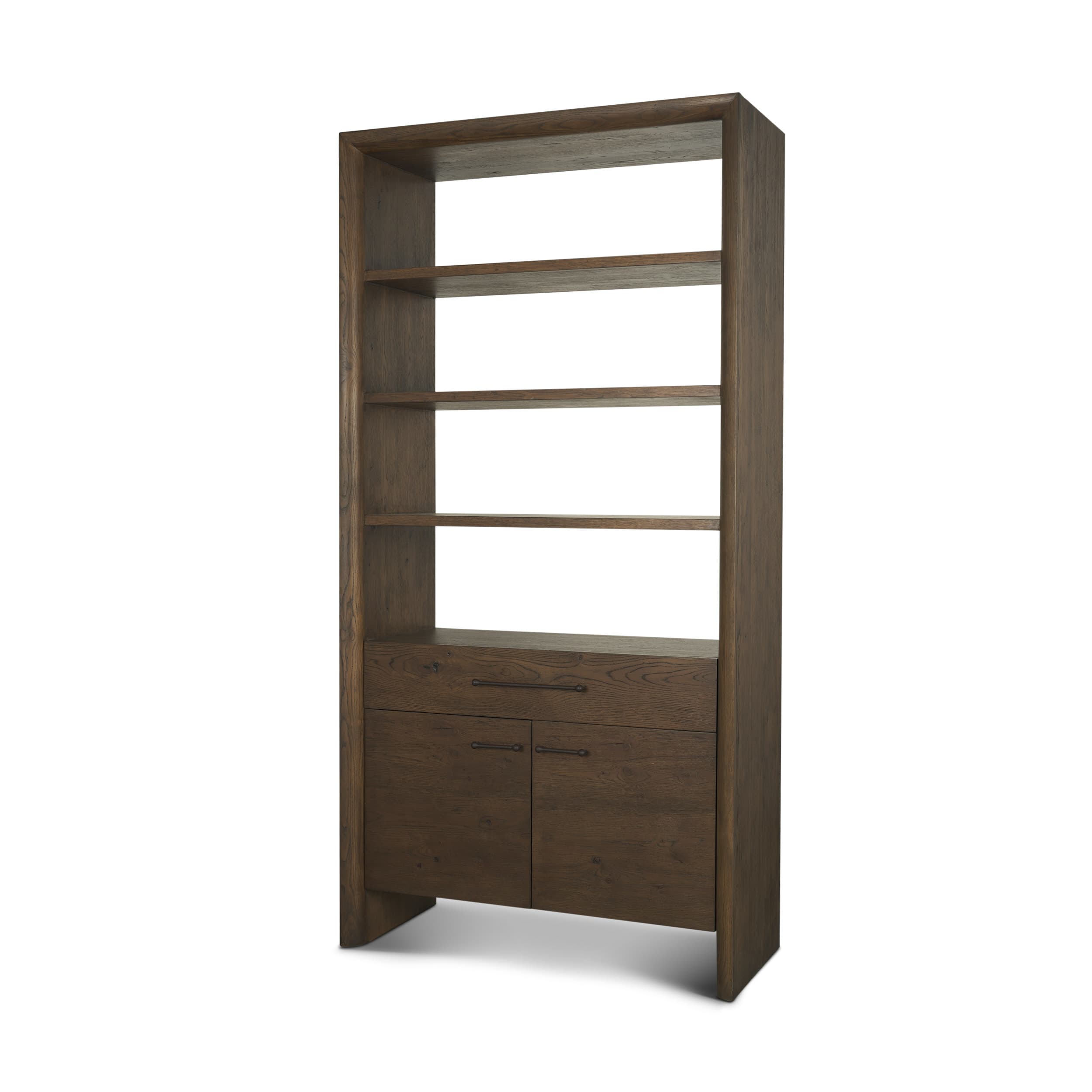 Belford 2-Door Open Dark Brown Oak Wood Shelving Unit — product photograph