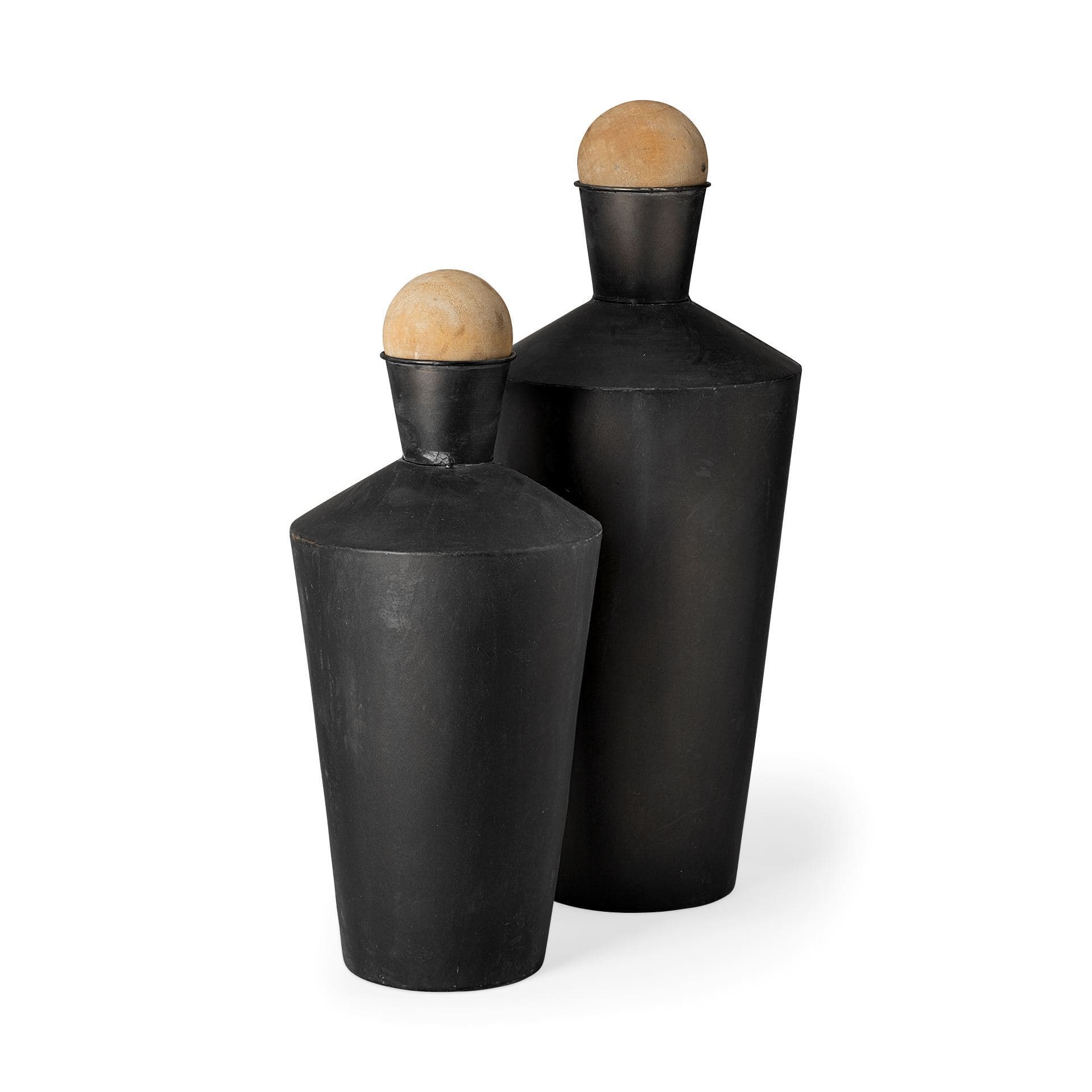 Asher Set of Two Black Metal Urns — product photograph