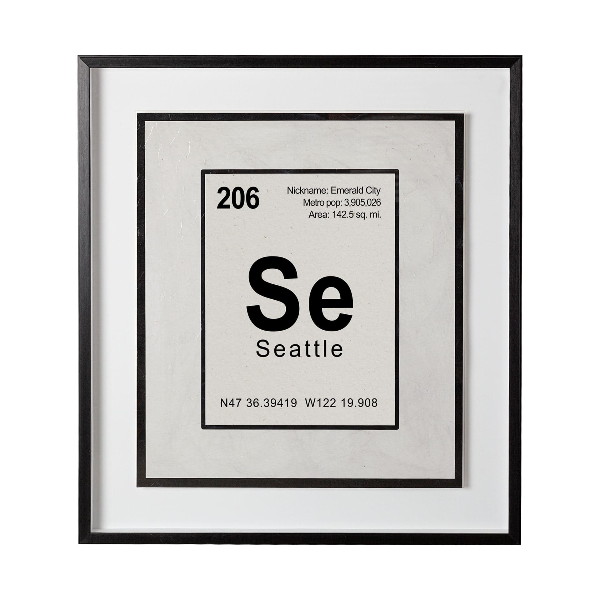 Seattle by Glartlab a Hand Embellished Textured Framed Art Print Matted under Glass — product photograph
