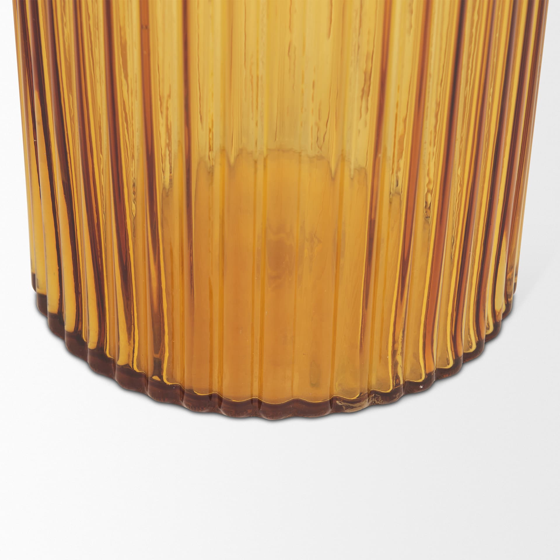 Dawn 11.4" Ribbed Amber Glass Vase — product photograph