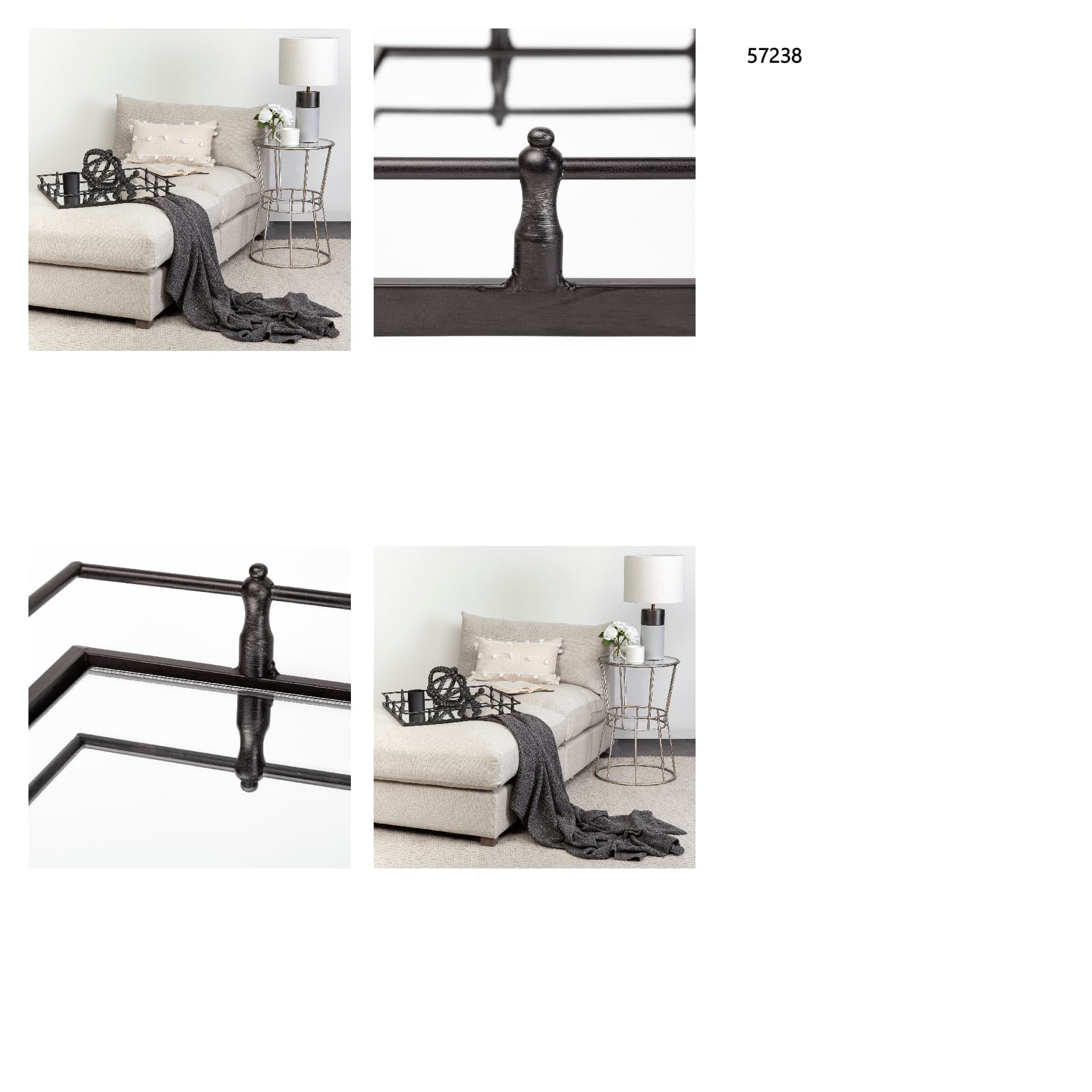 Christa 22L x 22W Black Metal Mirrored Base Square Tray — in a styled room