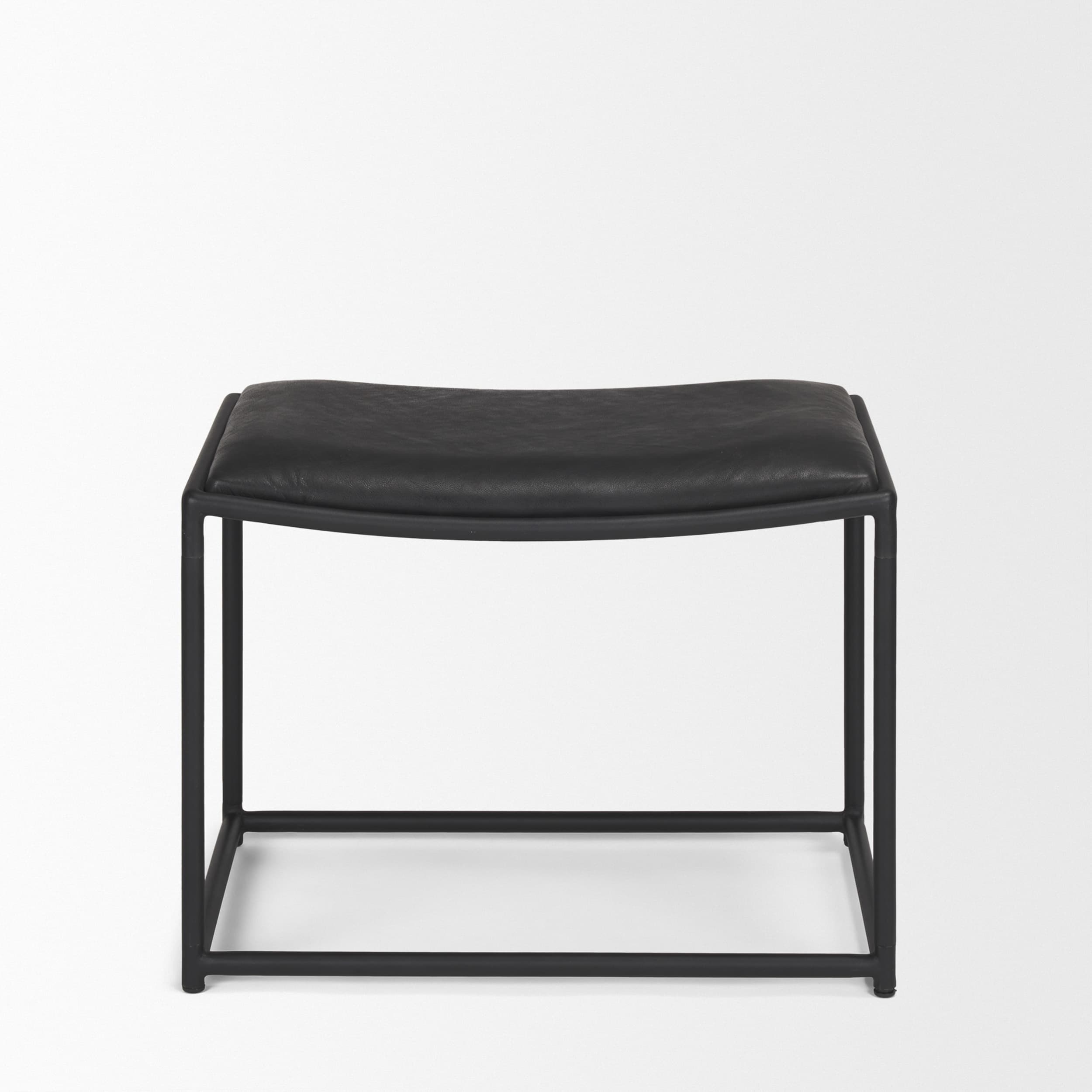 Taniel Black Leather w/ Black Metal Stool — product photograph