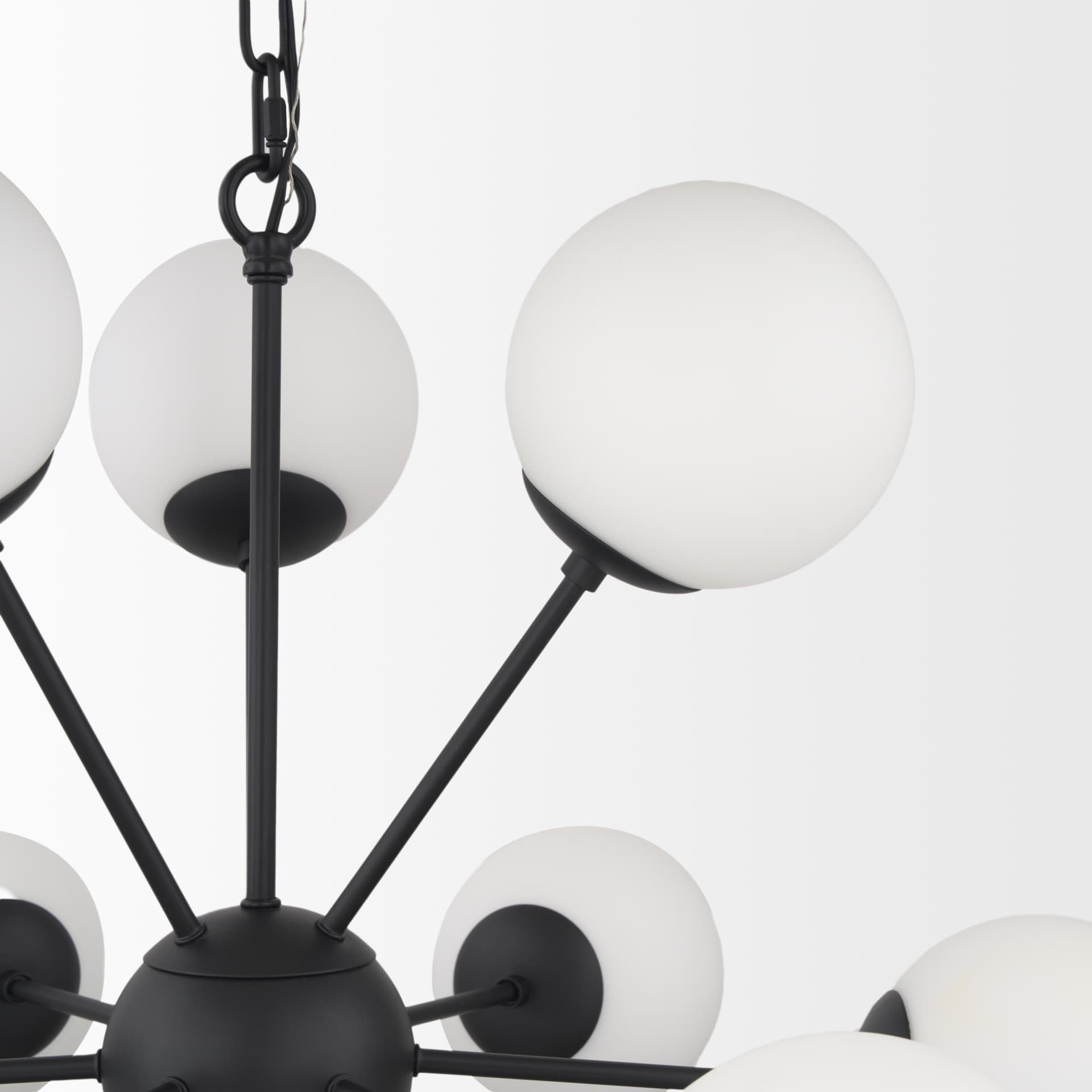 Barbara Matte Black Metal w/ Frosted Glass Globes 11-Light Chandelier — product photograph