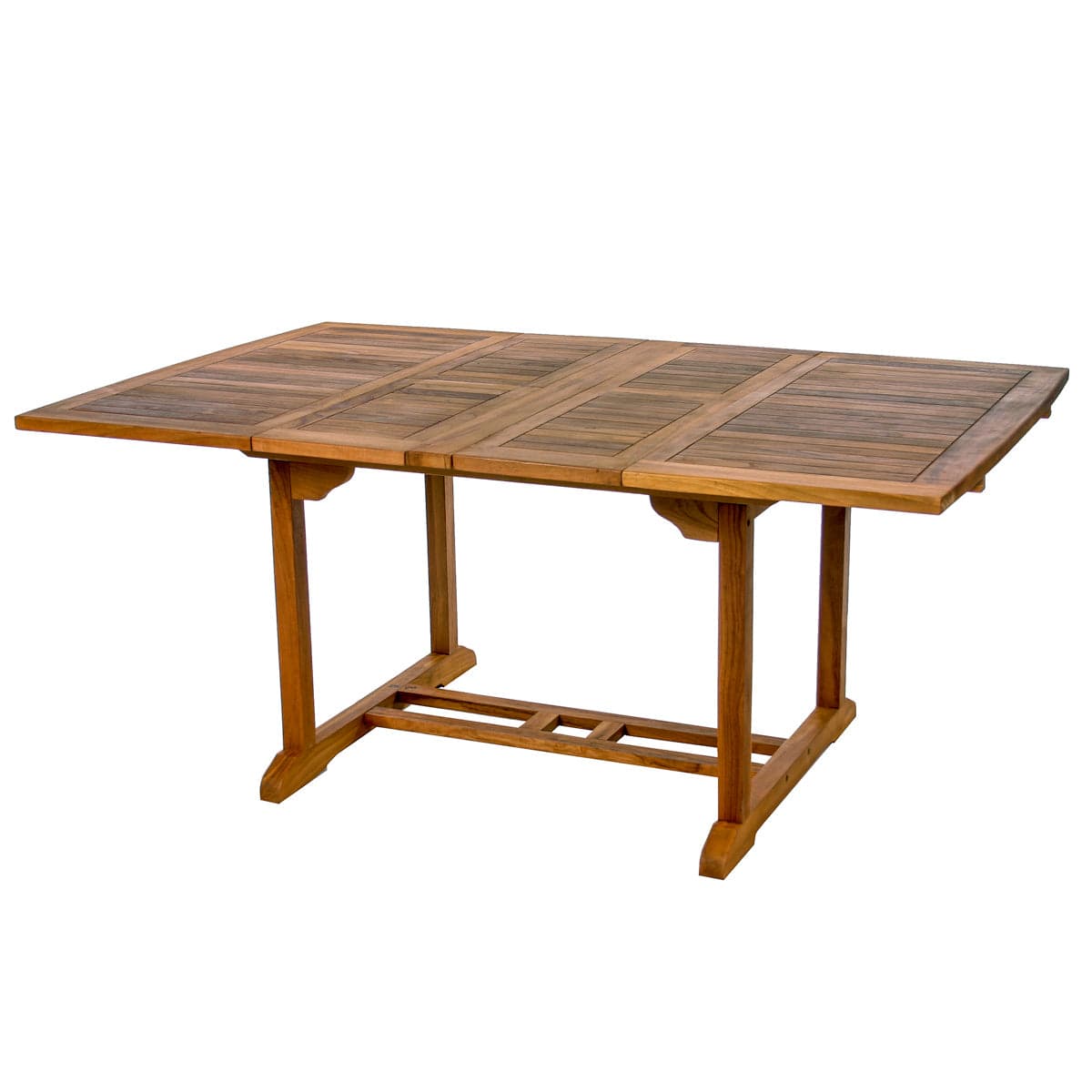 9-Piece Teak Extension Patio Table and Folding Dining Chairs Set - White Cushions — product photograph