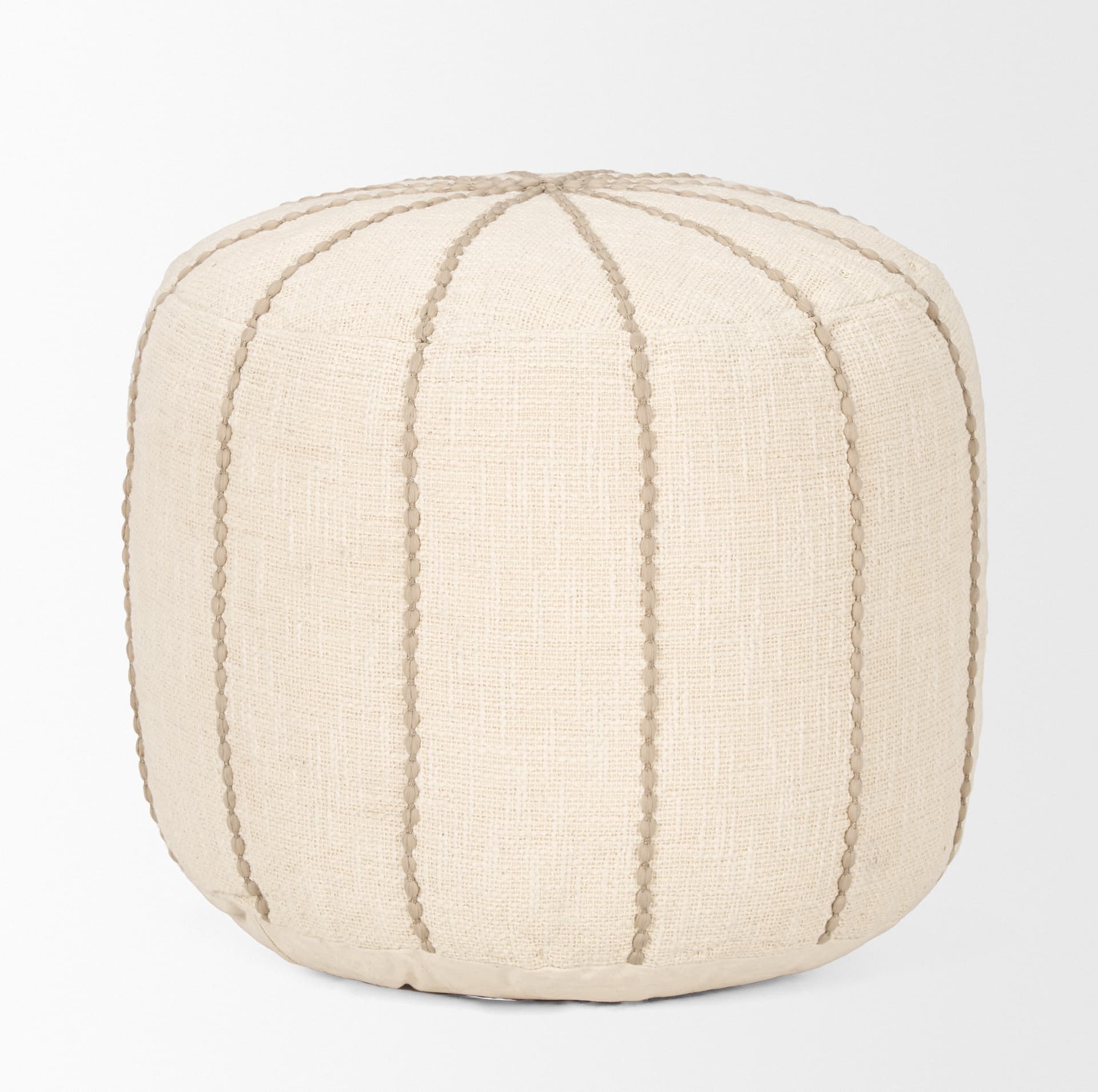 Sachi Beige w/ Stitching Pouf — product photograph