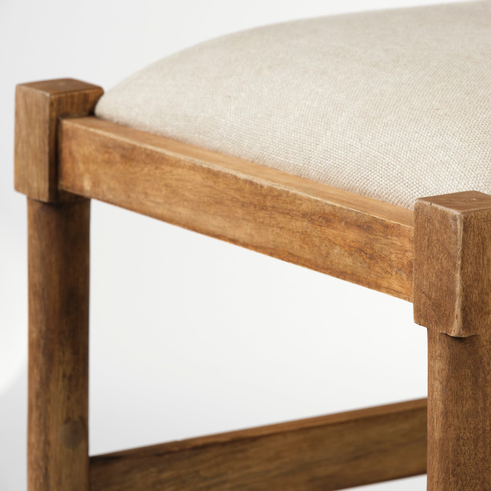 Trixie Low Back 30.25in Seat Bar Stool | Cream Fabric w/ Brown Wood — product photograph