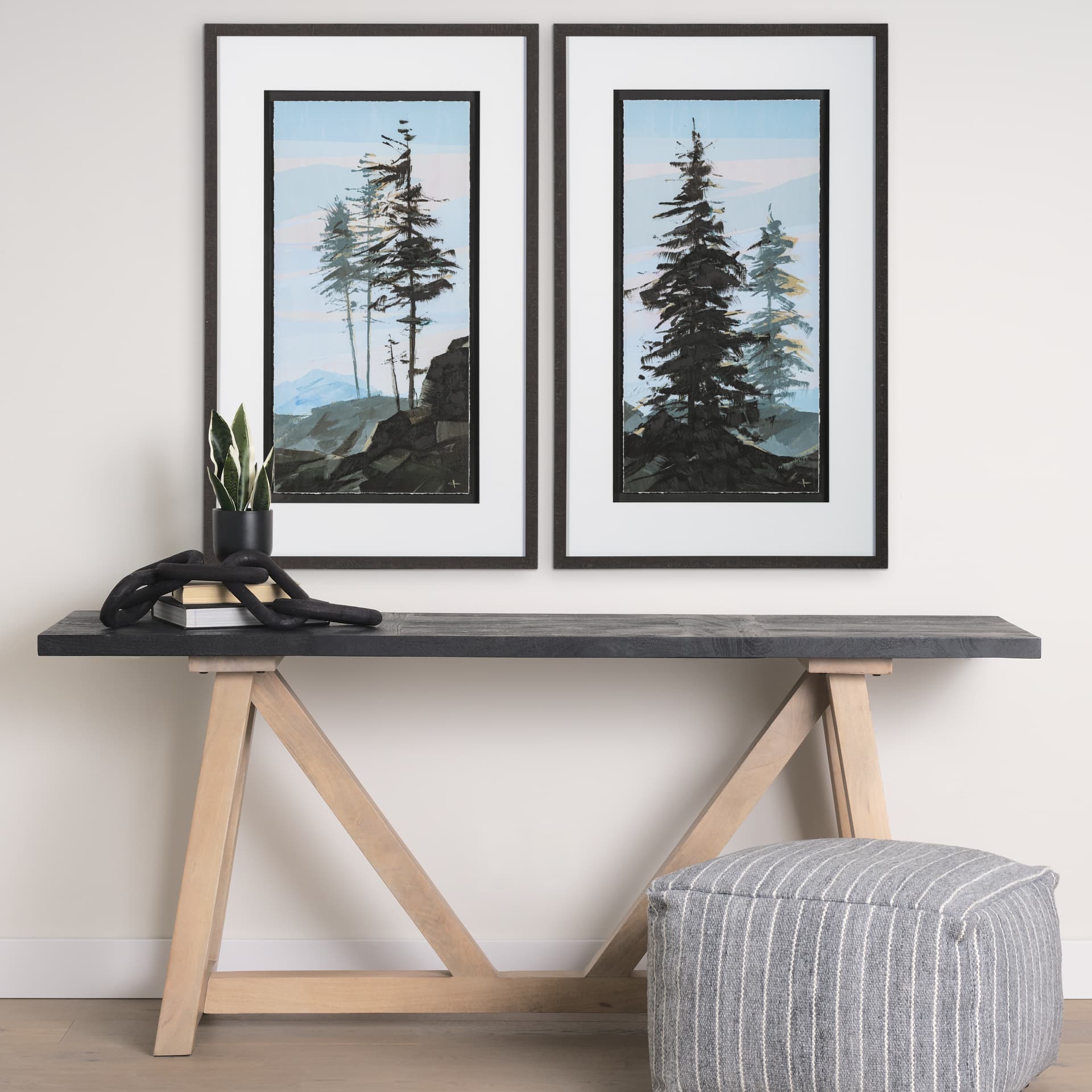 Guardian I by Jonathan Klassen a Hand Embellished Textured Framed Art Print Matted under Glass — in a styled room