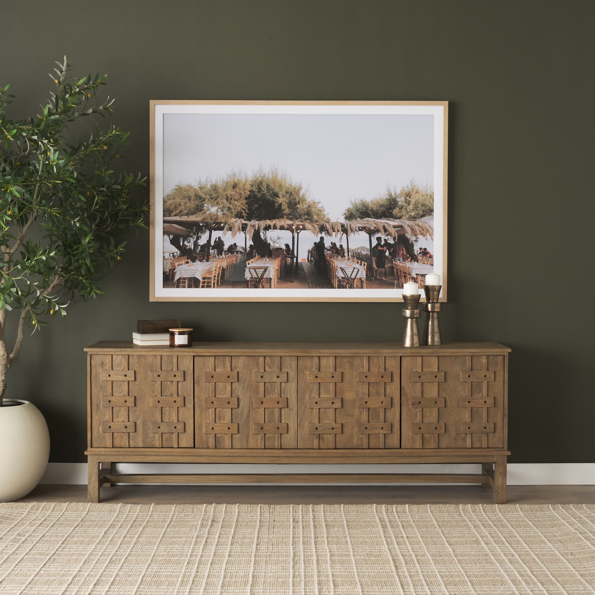 Truss Cool Brown Wood 4 Door Closed Sideboard — product photograph