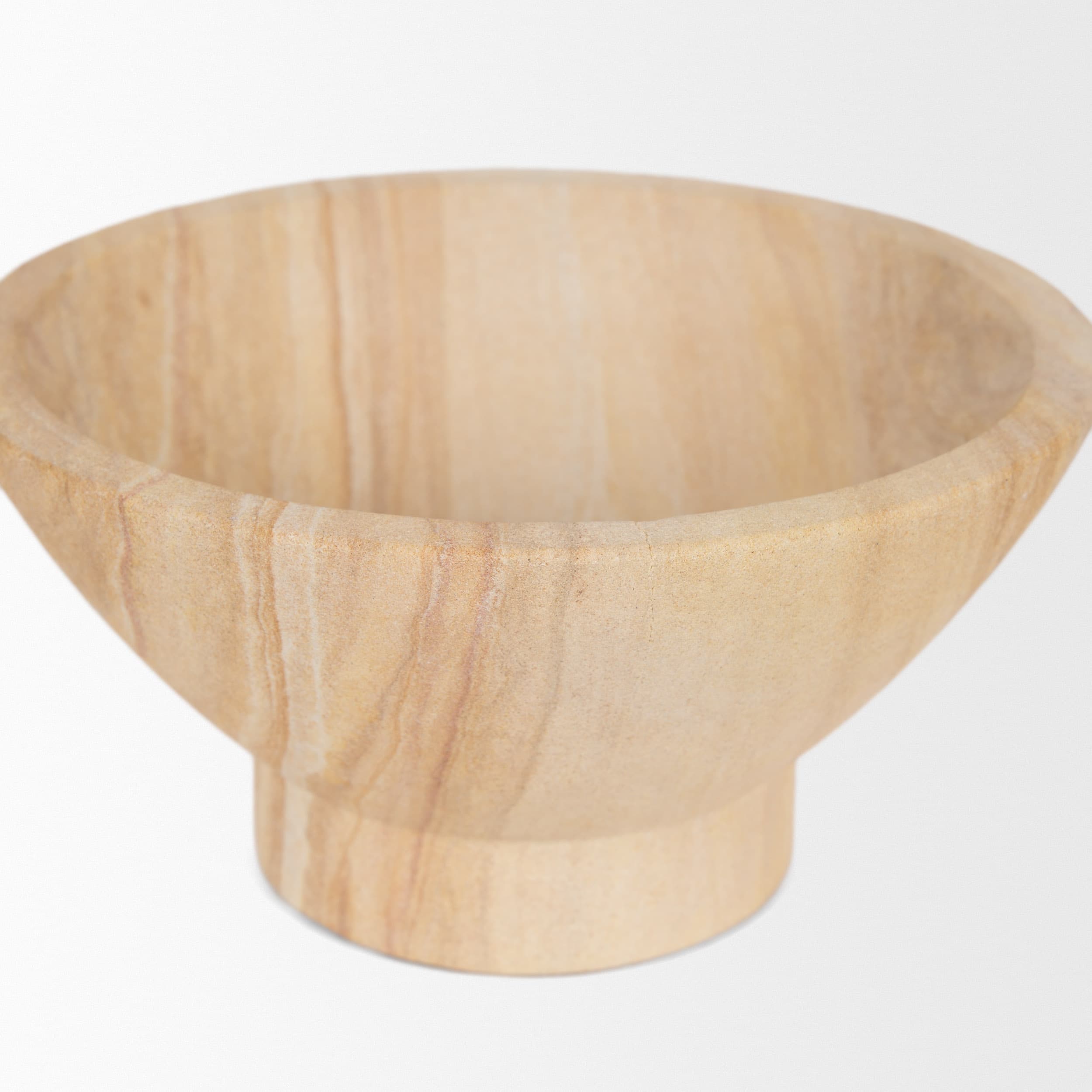 Ramira Beige Sandstone Decorative Pedestal Bowl — product photograph