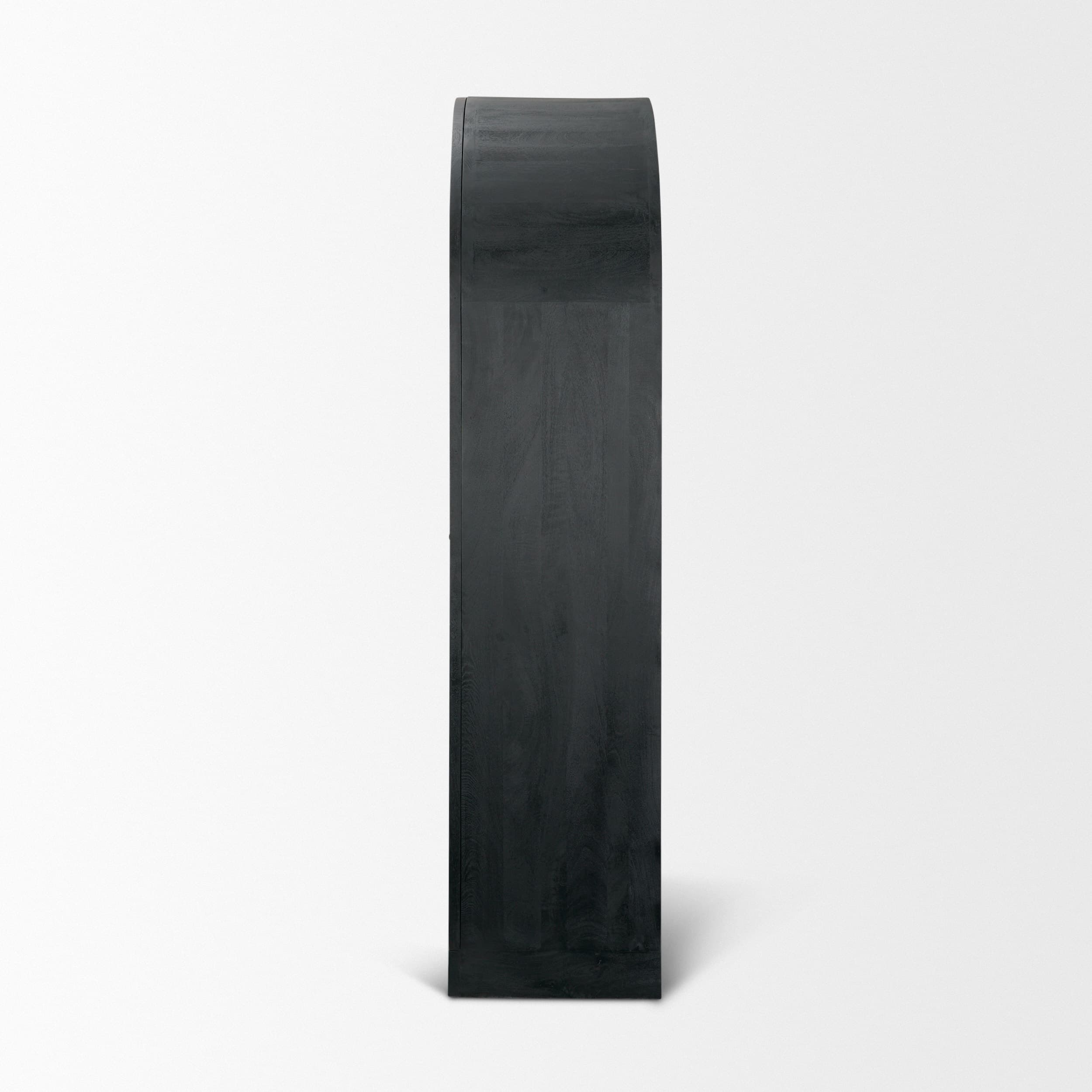 Suri Black Wood W/Glass Doors Arched Curio Cabinet — product photograph