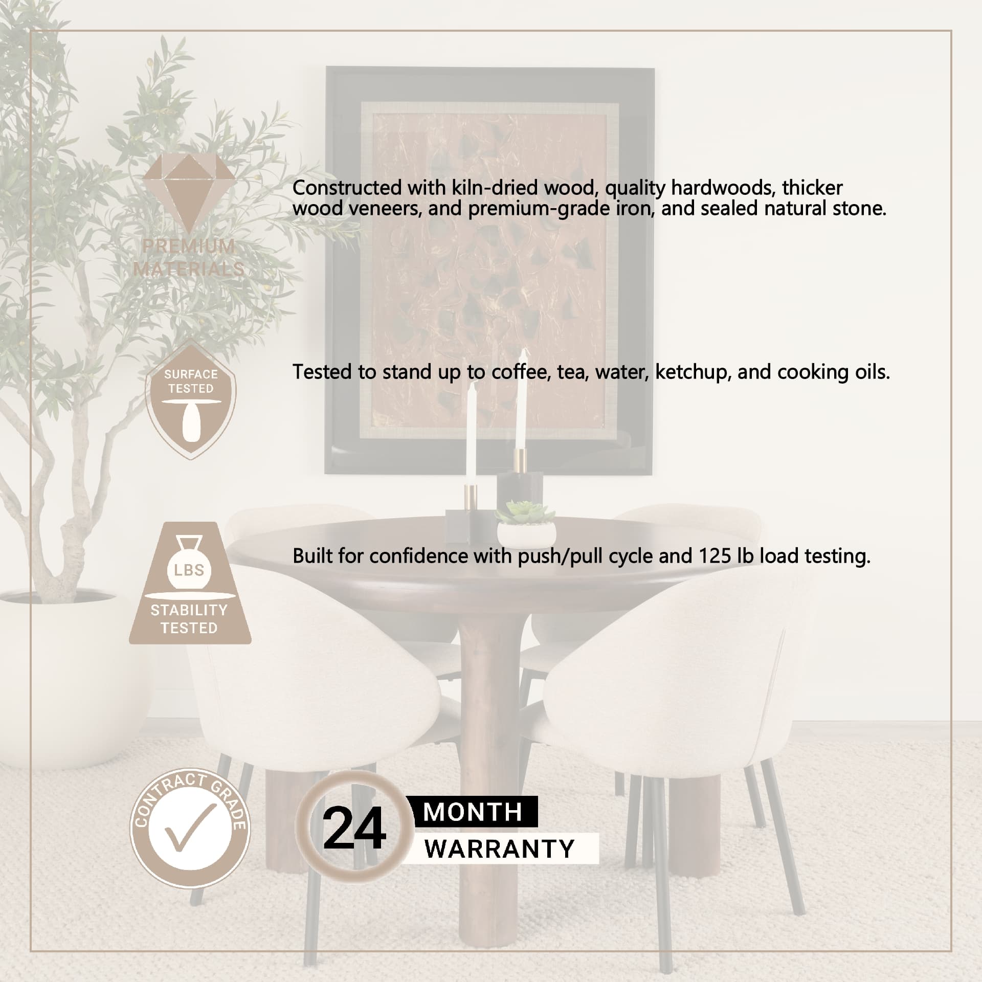 Soma 48" Round Dining Table | Modern | Red Brown Wood | Seats 4 — product photograph