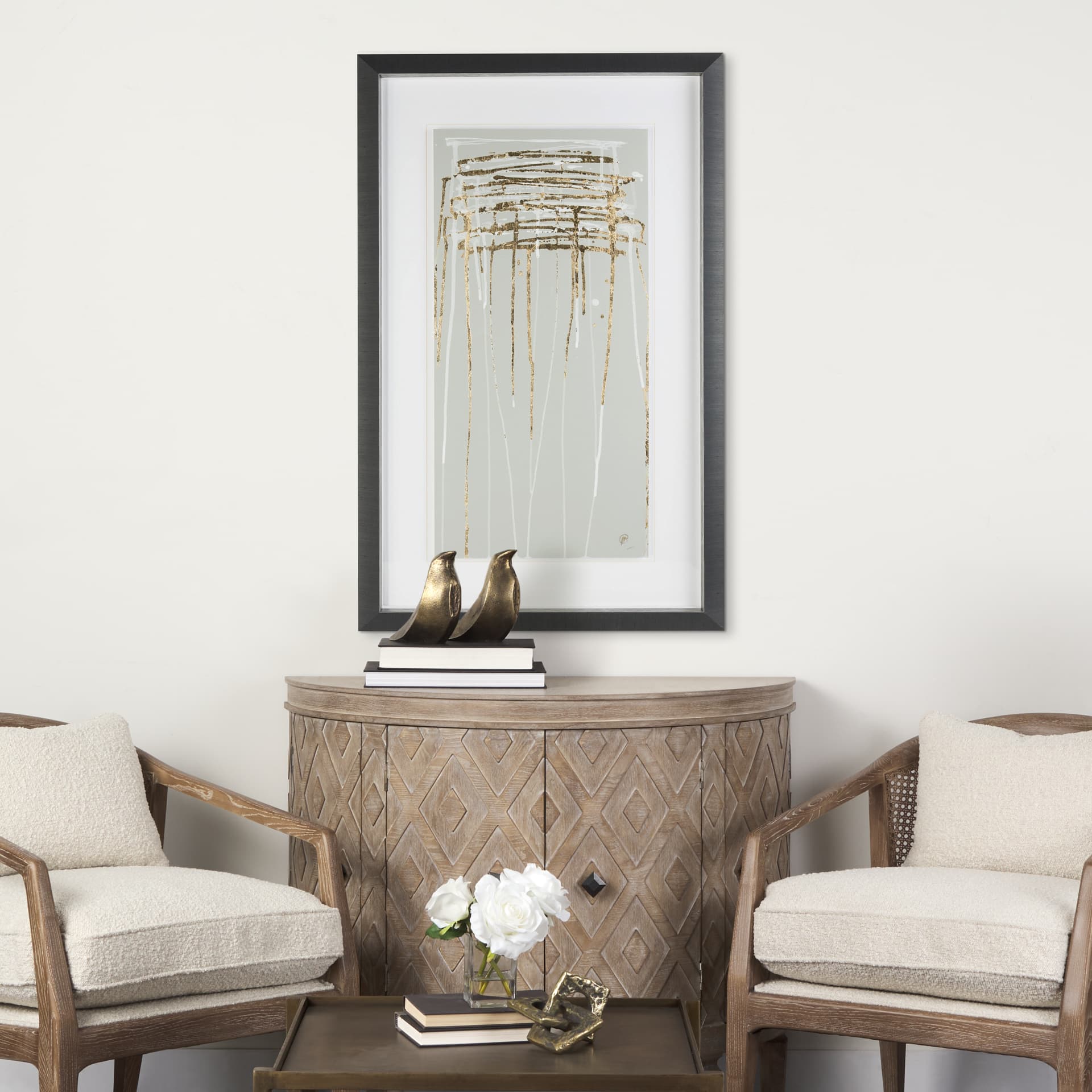 Sun River by Studio M a handmade Original Framed Artwork under Glass — in a styled room