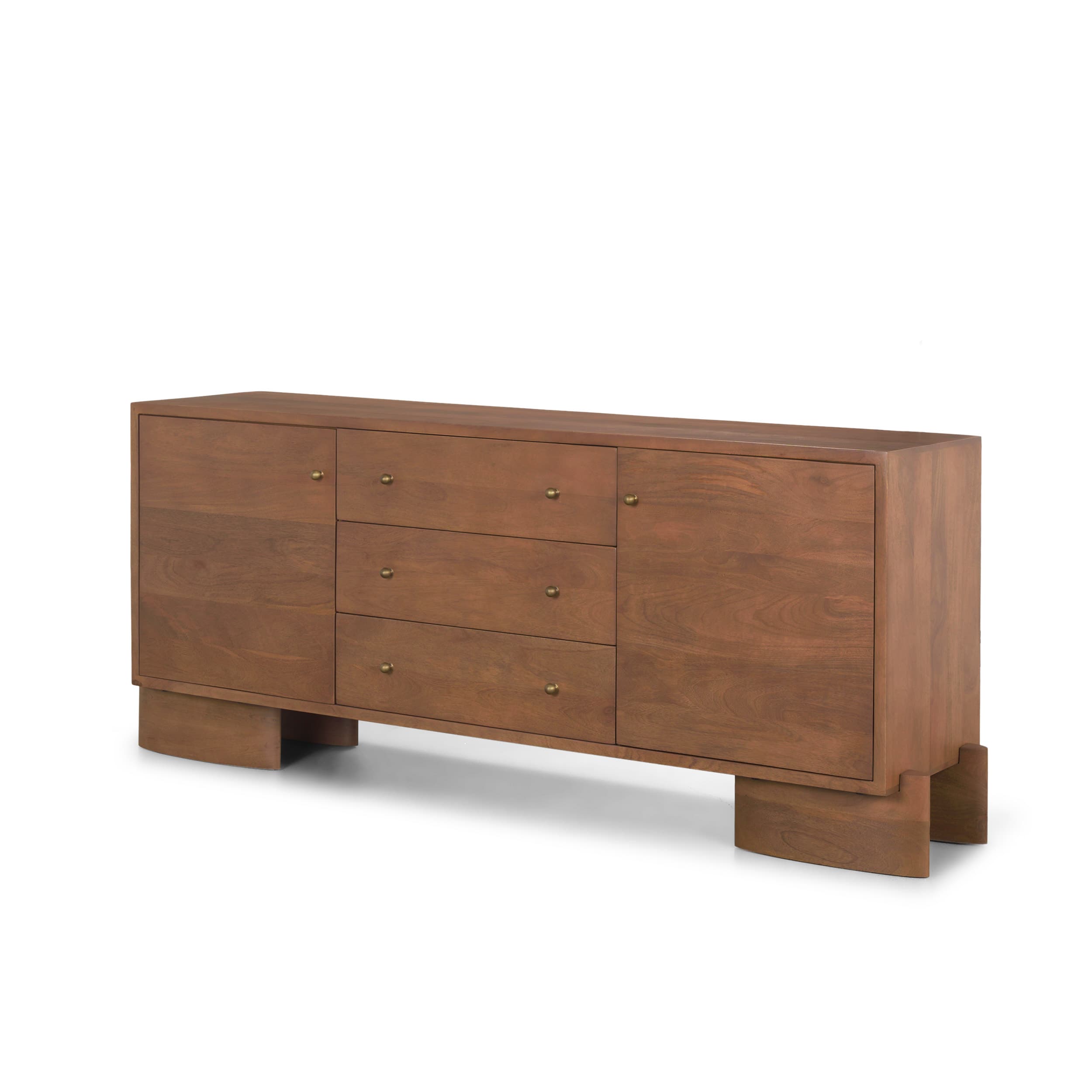 Jonan Medium Brown Wood w/ Dark Aged Brass 2 Door 3 Drawer Sideboard — product photograph